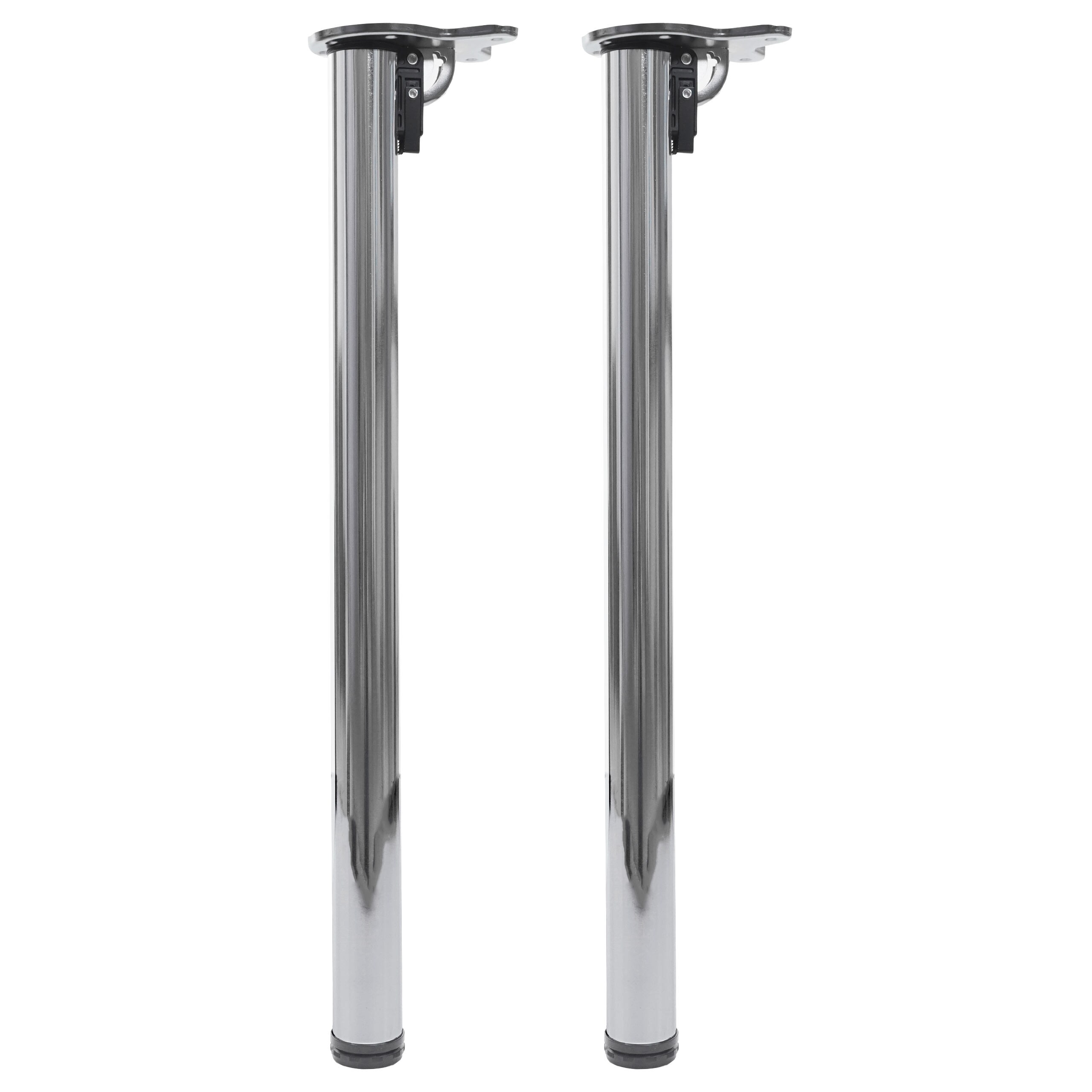 2er-Set Tischbein MCW-H34, f&uuml;r Schreibtisch Esstischfu&szlig; Tischgestell, klappbar 72cm ~ Edelstahl-Optik 