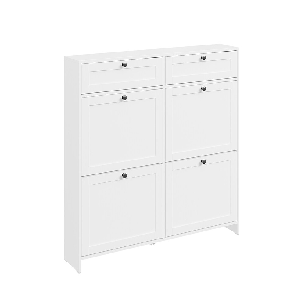 SoBuy Schuhschrank mit 2 Schubladen Wei&szlig; 100x19x107cm Modern 