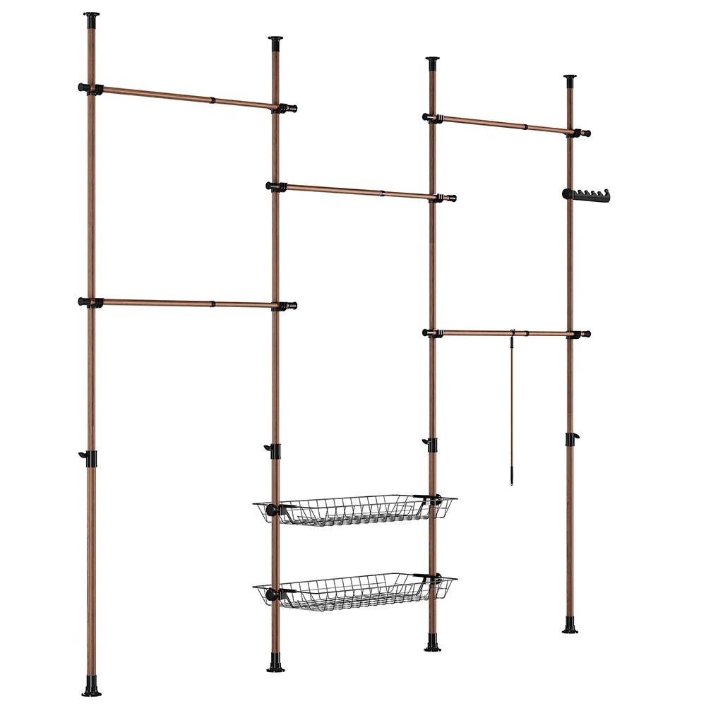 SoBuy Garderobenst&auml;nder mit 2 Ablagen Braun Funktional 