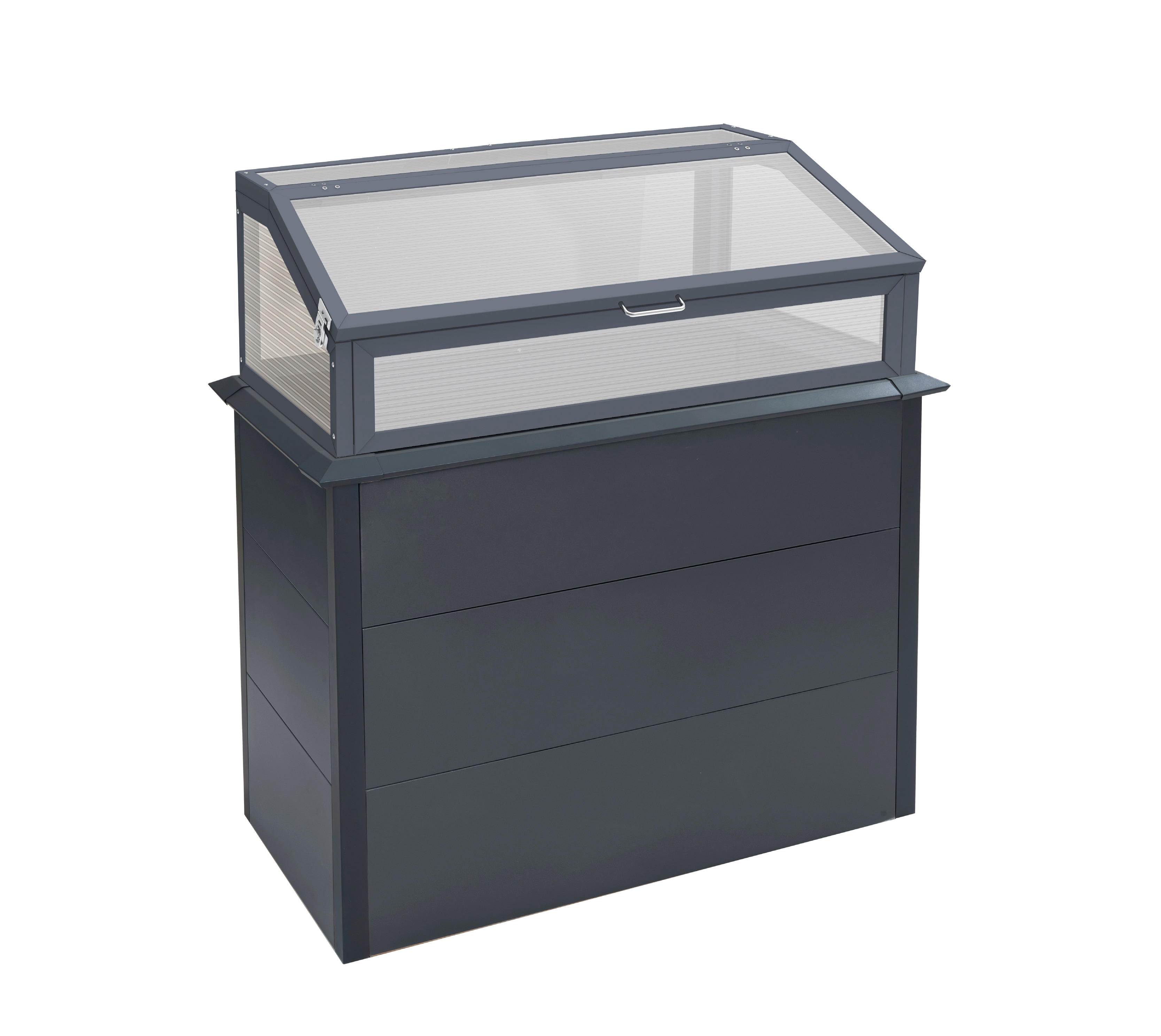 Westmann Hochbeet mit Fr&uuml;hbeetaufsatz Primus Plus M anthrazit | 50x100x77cm 