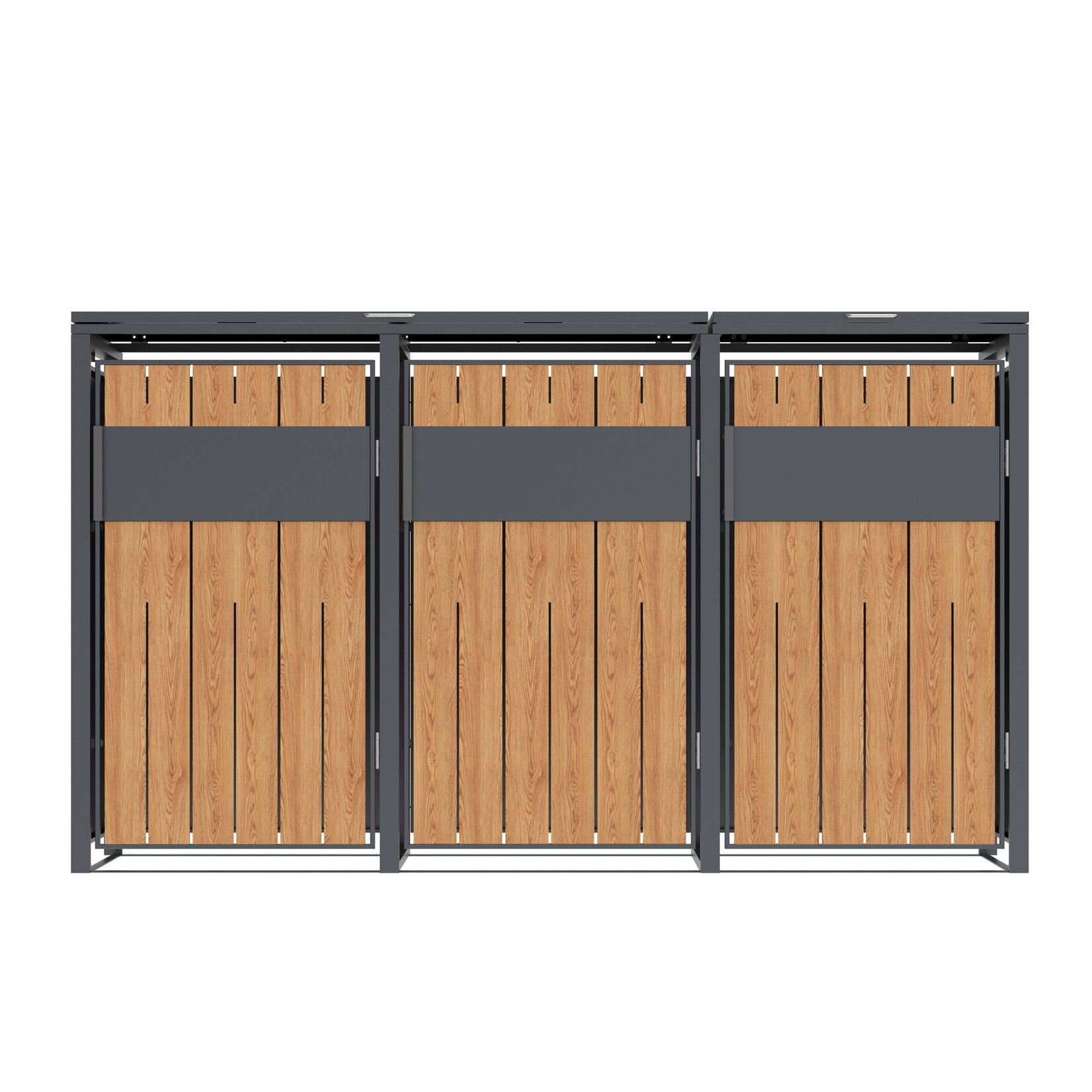 Mülltonnenbox Varius 3   3 x  Anthrazit & Holzoptik   80x198x116cm
