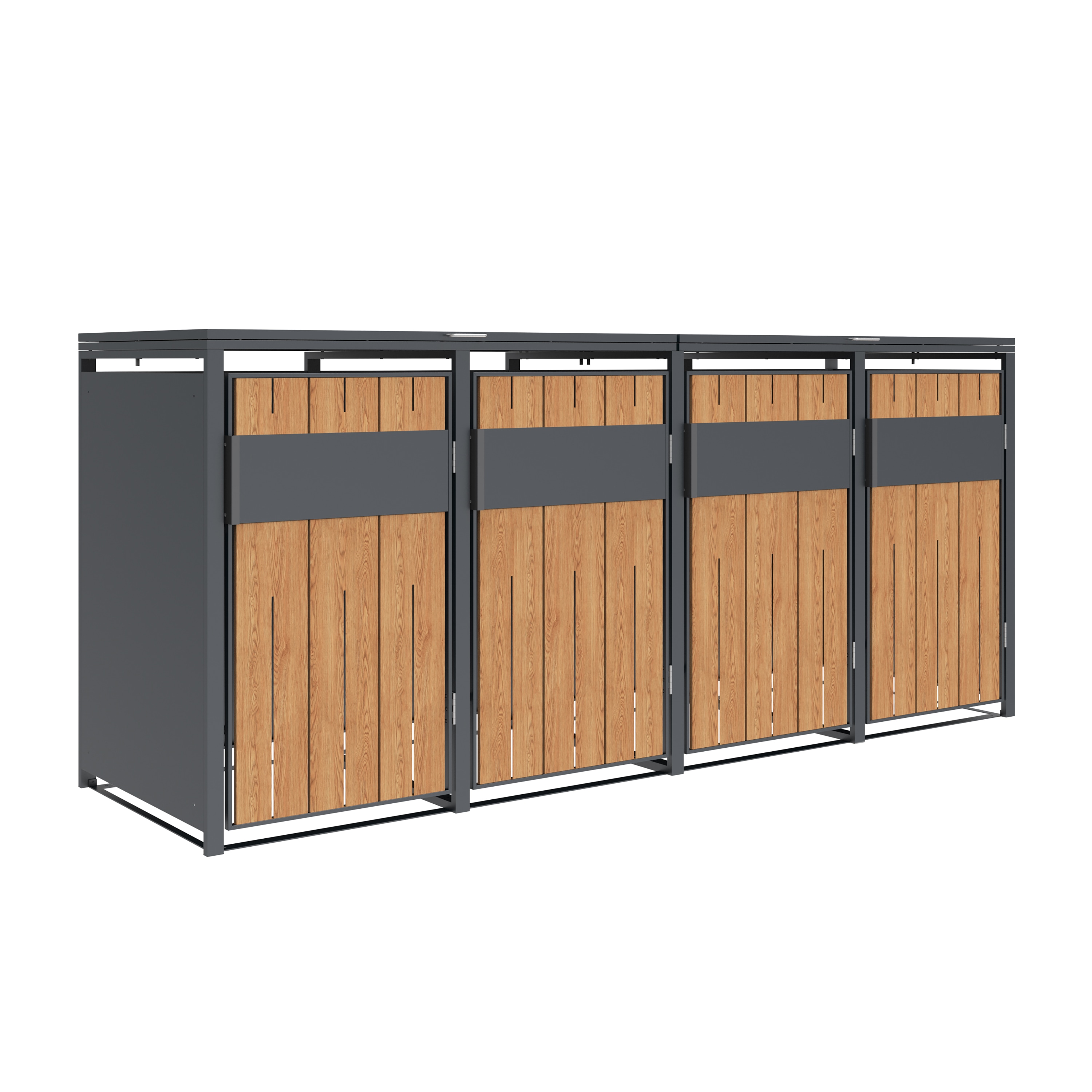 Westmann M&uuml;lltonnenbox Varius 4 | 4 x 240L Anthrazit & Holzoptik | 80x265x116cm 