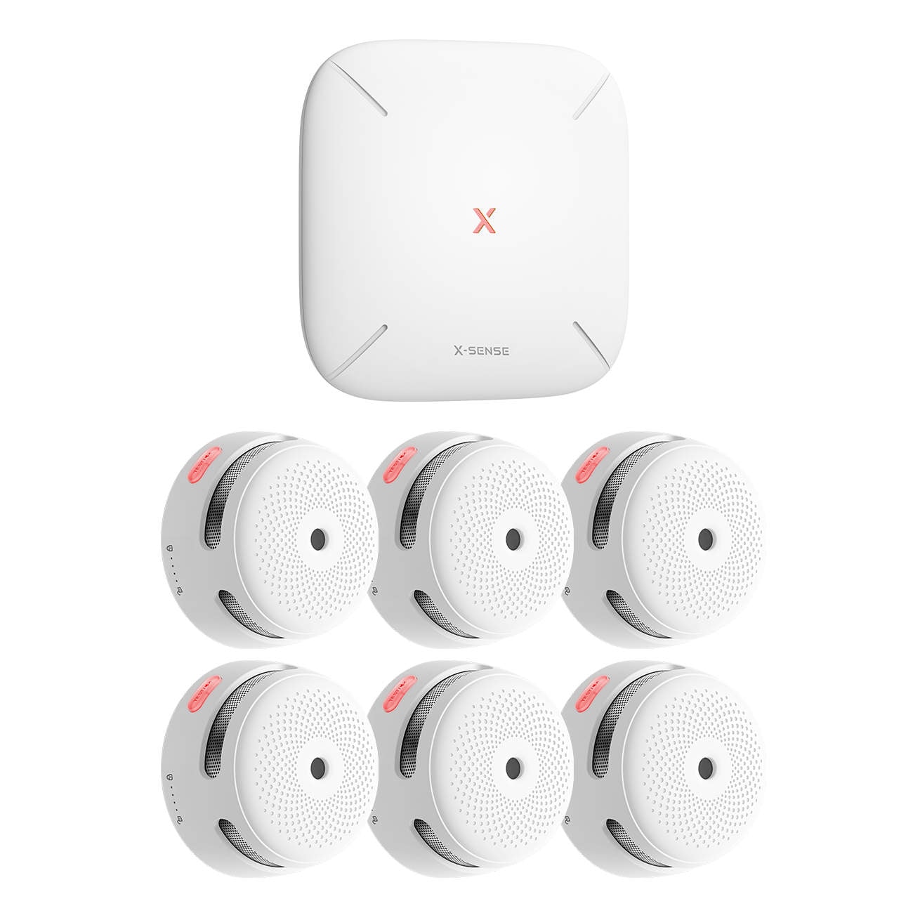 X-Sense FS61 RF-Rauchmelder-Set mit Basisstation SBS50 und 6x Smart-Rauchmelder XS01-M 