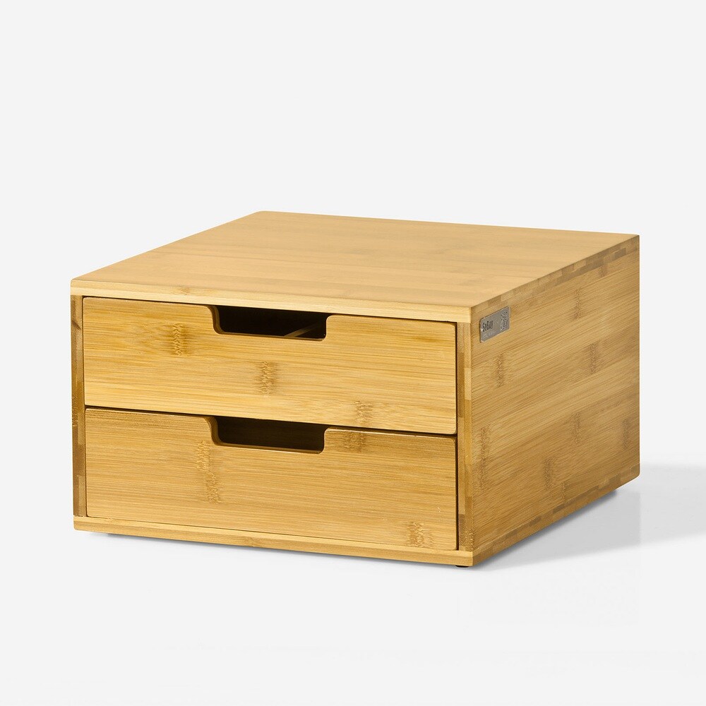 SoBuy Kapselhalter mit 2 Schubladen Holzfarbe 31x30x18cm Minimalistisch 