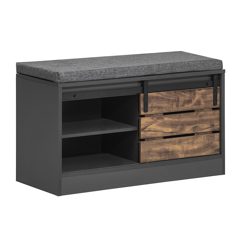 SoBuy Schuhschrank mit 3 Schubladen Dunkelgrau 80x35x48cm Industriell 