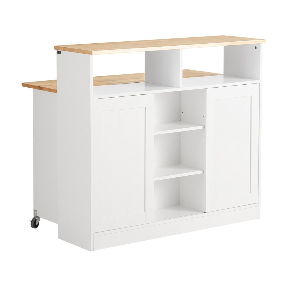 SoBuy K&uuml;cheninsel mit 2 T&uuml;ren Wei&szlig; 110x66x97cm Nordisch 