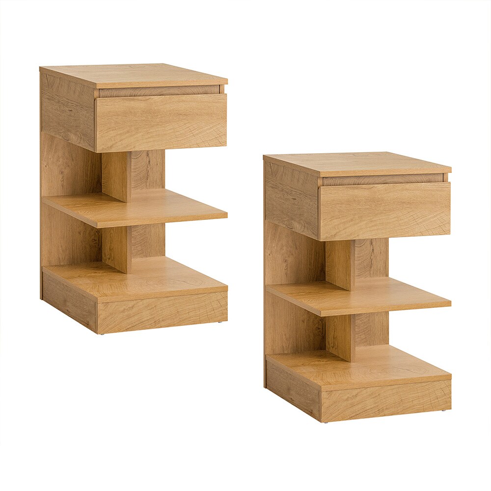 SoBuy Nachttisch-Set 2er mit 1 Schublade 39x39x65cm Nordisch 