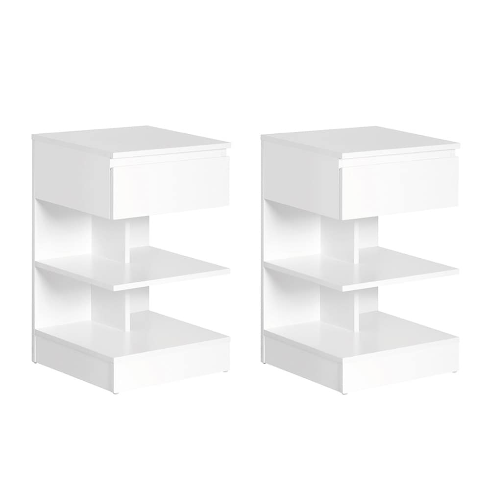 SoBuy Nachttisch-Set 2er mit 1 Schublade Wei&szlig; 39x39x65cm Minimalistisch 