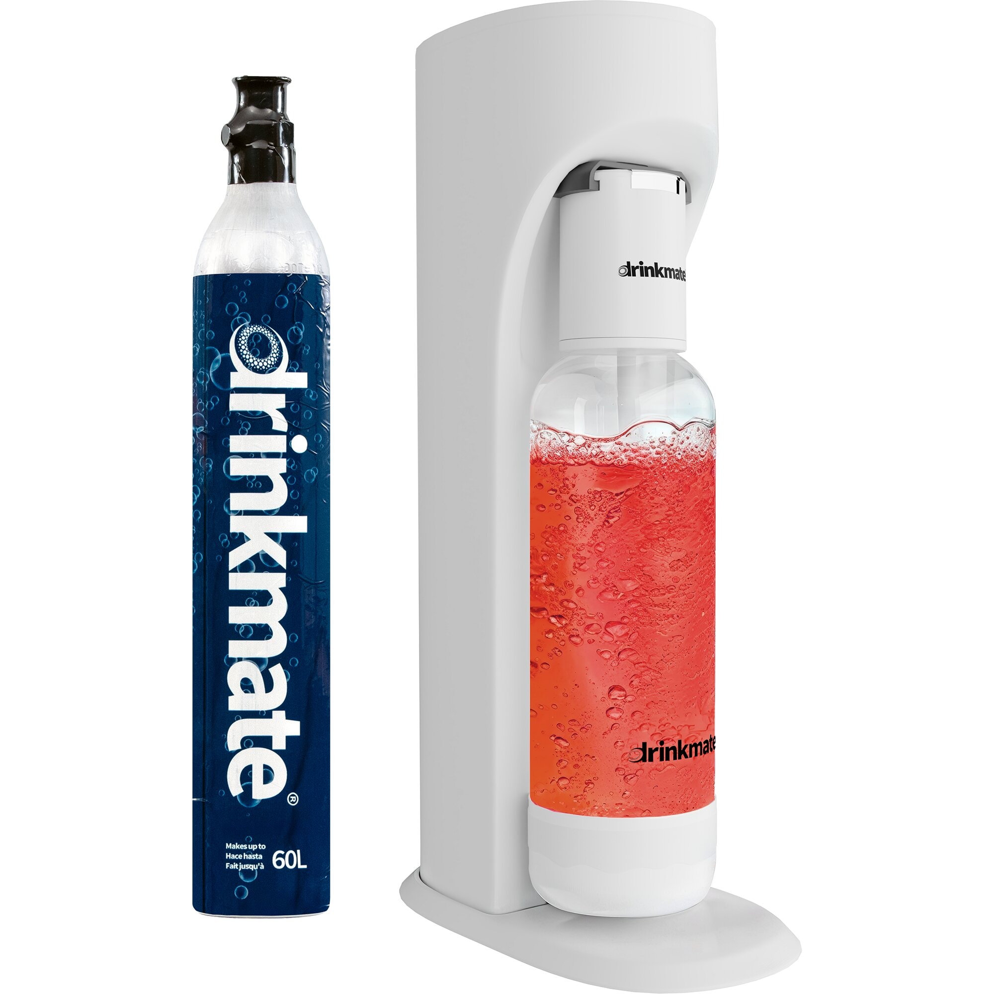 Drinkmate OmniFizz Sprudelwasser- und Sodabereiter, mit 425g CO2-Zylinder, Klassisches Wei&szlig; 