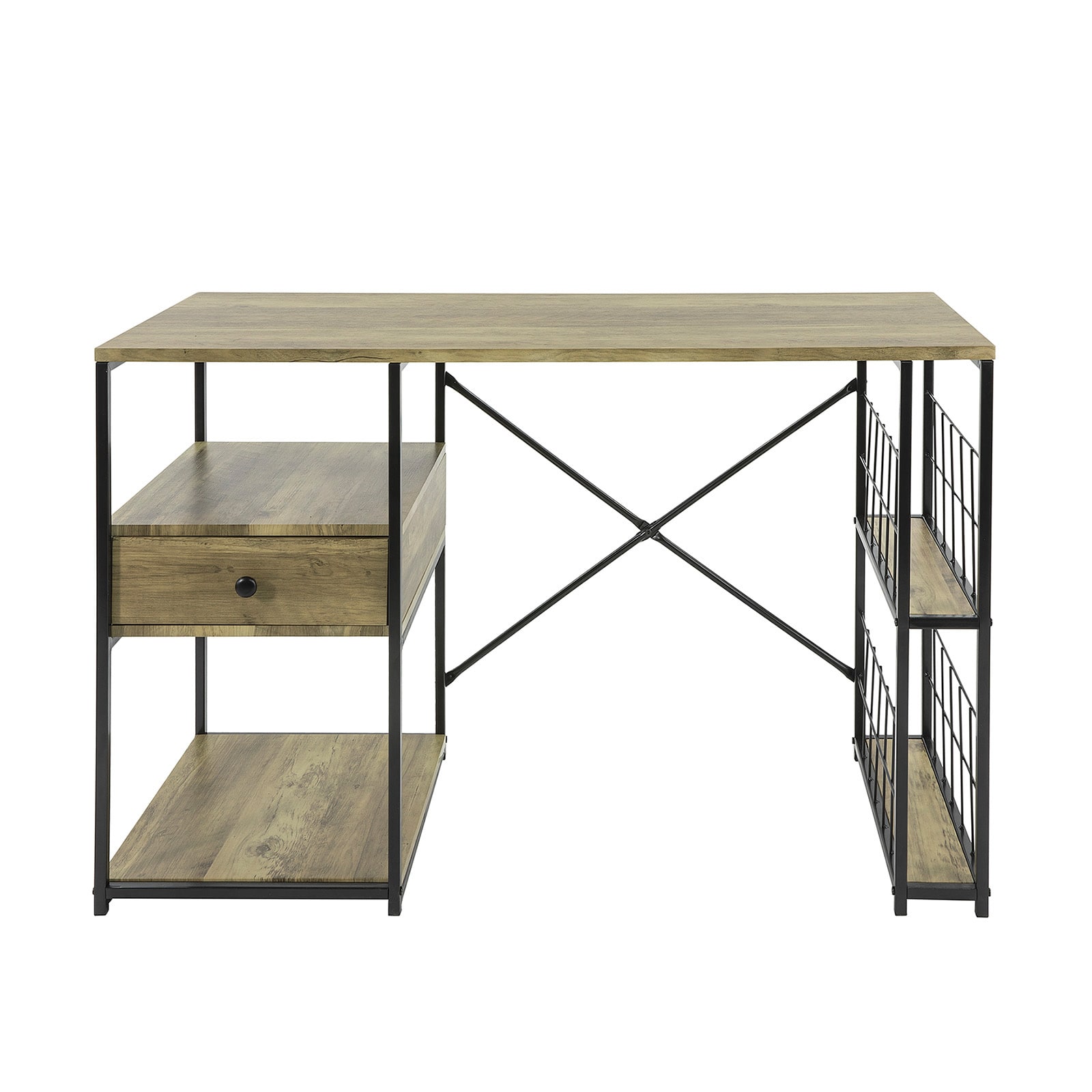 SoBuy Schreibtisch mit 1 Schublade Holzfarbe 118x48x75cm Industriell 