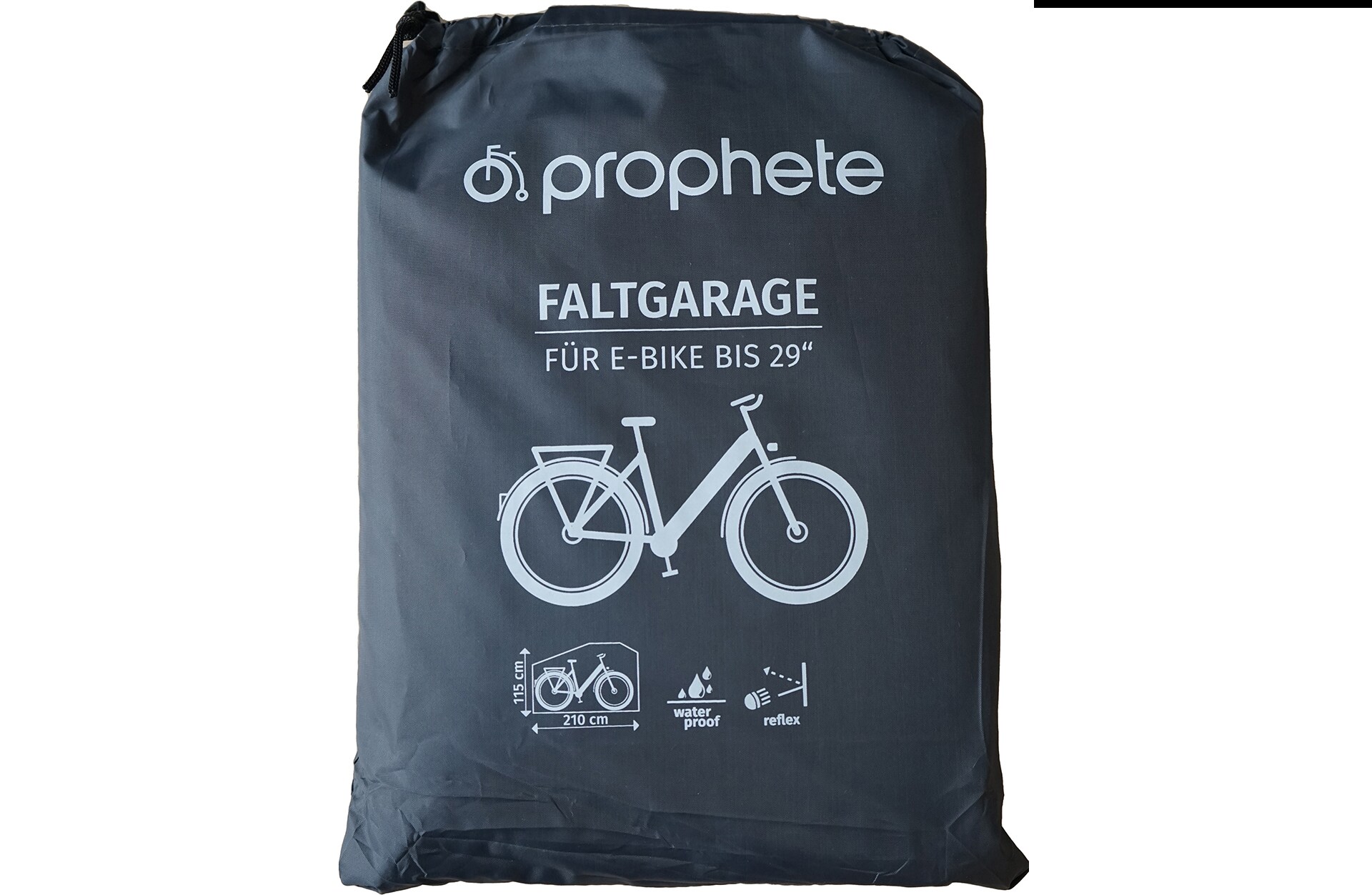 E-Bike Faltgarage, bis 29" E-Bikes, wasser- und winddichtes Material, mit Steckverschluss und Gummizug, zwei &Ouml;ffnungen zur Schlossbefestigung, Gr&ouml;&szlig;e: 210 x 115 x 110, Farbe: schwarz 