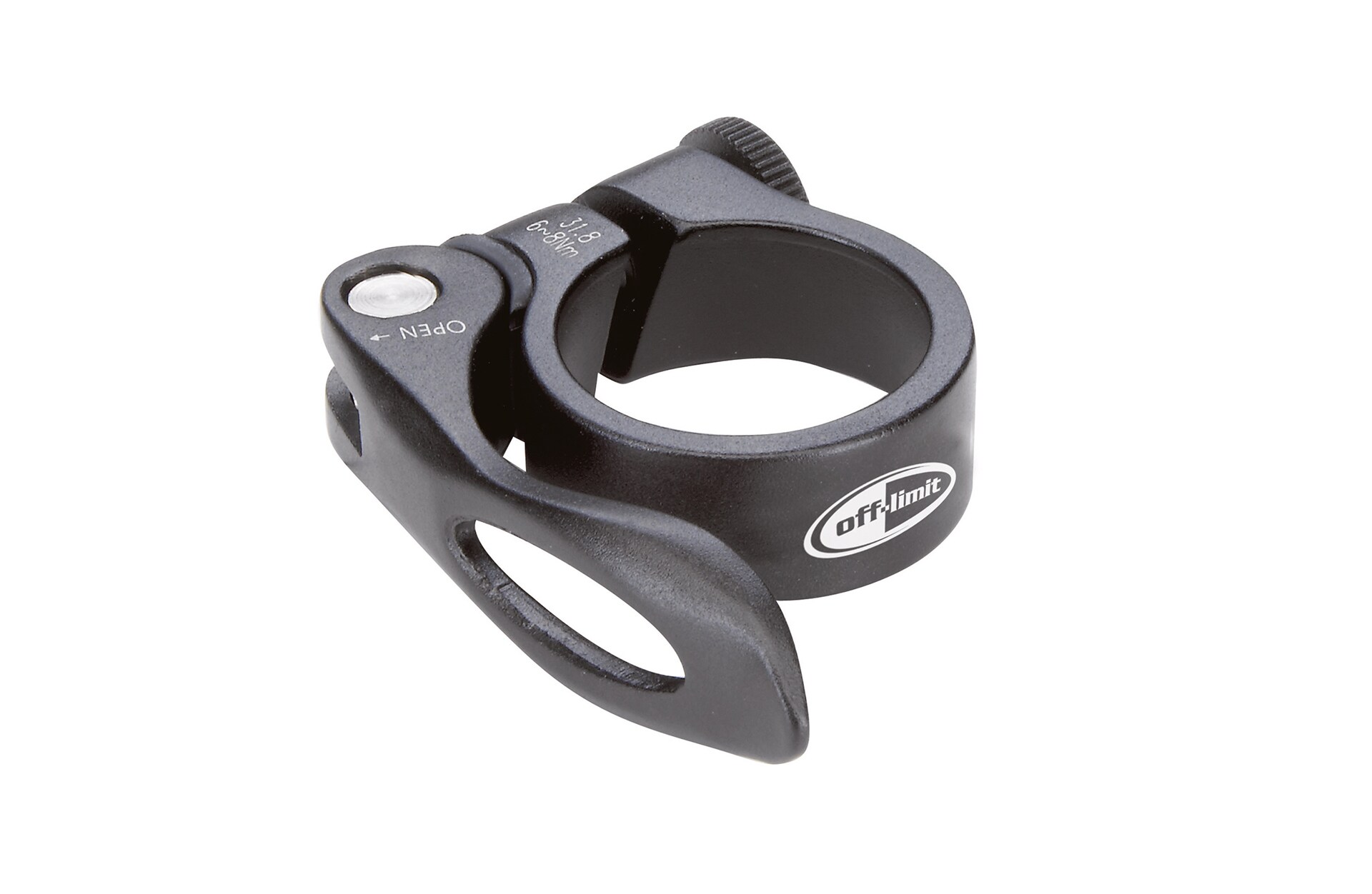 Alu-Sattelklemmring, mit Schnellspanner: 31,8 mm, Farbe: schwarz 