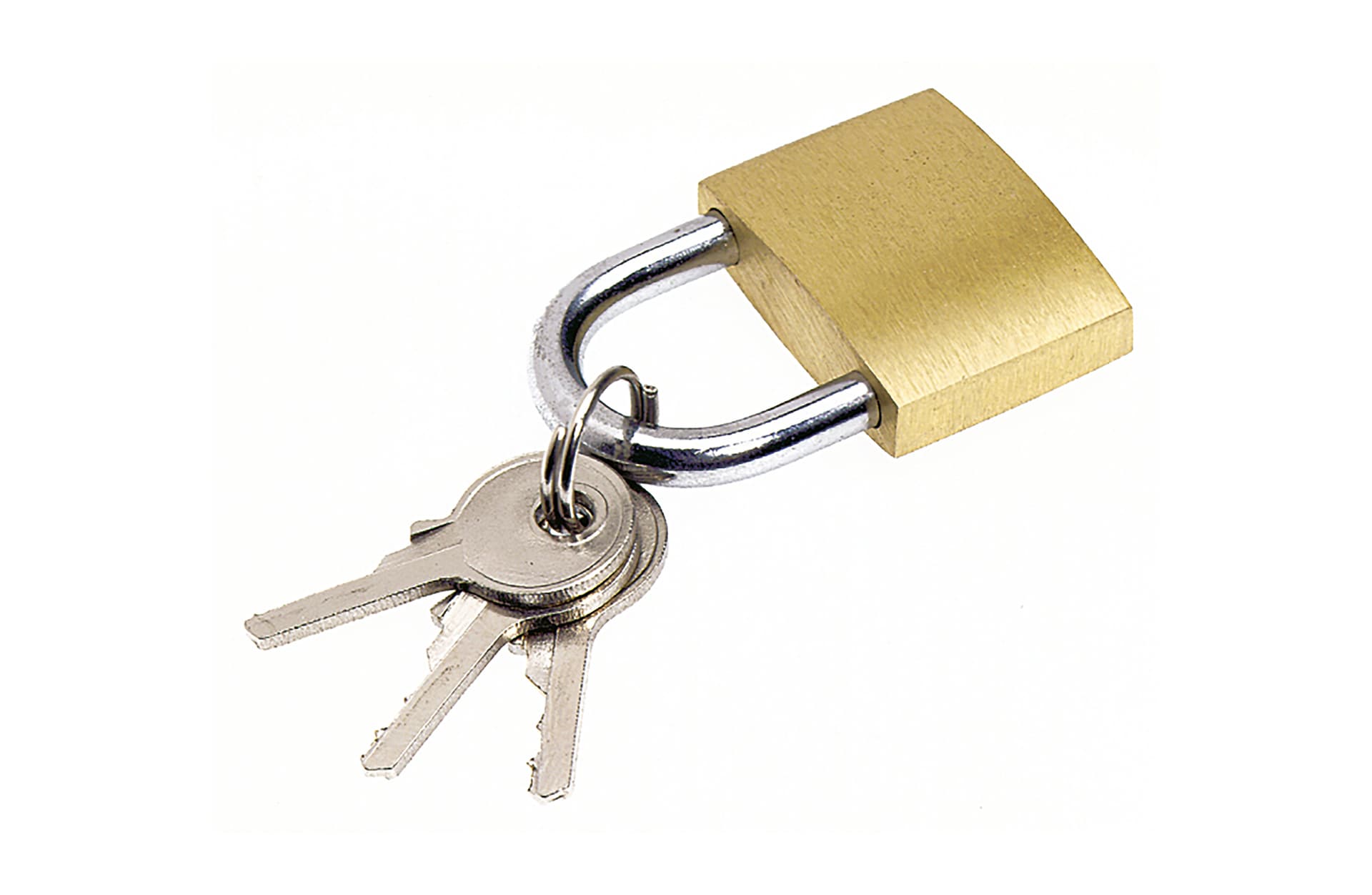 Vorh&auml;ngeschloss, inkl. 3 Schl&uuml;ssel, aus Messing 