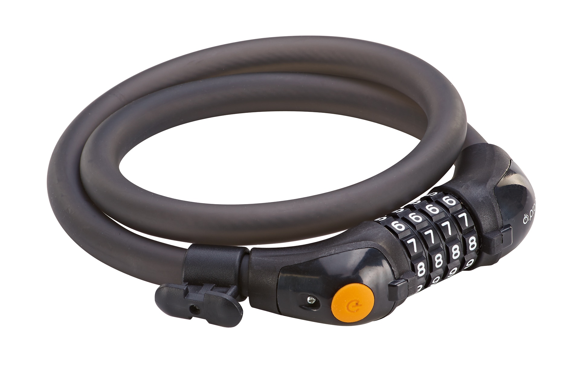 Zahlen-Kabelschloss, 4-Zahlen-Kombination, LED-beleuchtete Zahlenwalze, frei kodierbar, L&auml;nge: 80 cm 