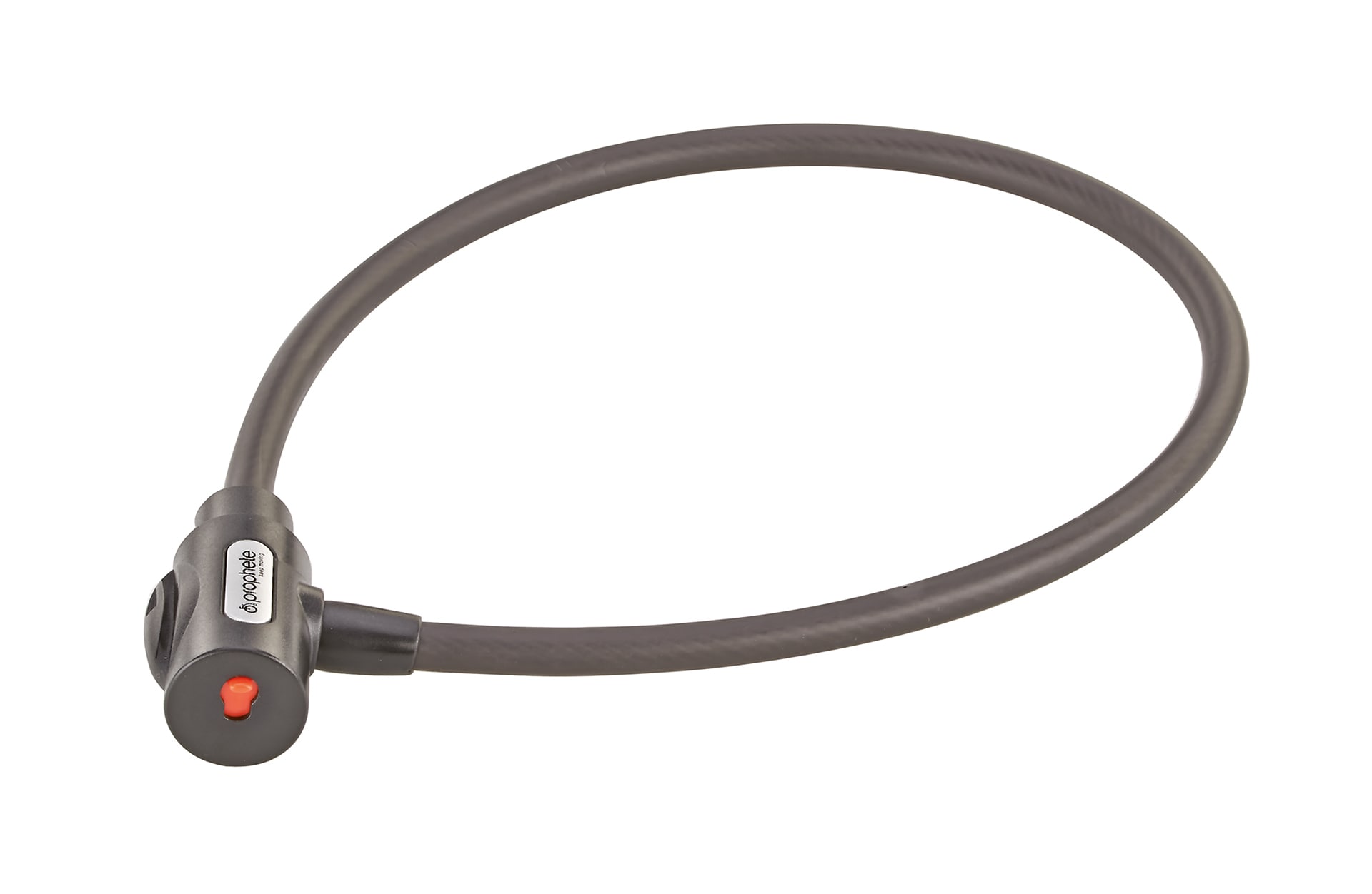 Kabelschloss, inkl. 2 Laser-Cut Schl&uuml;ssel (1x mit LED), Schlie&szlig;automatik, inkl. Halterung f&uuml;r Sattelst&uuml;tze, L&auml;nge: 80 cm 