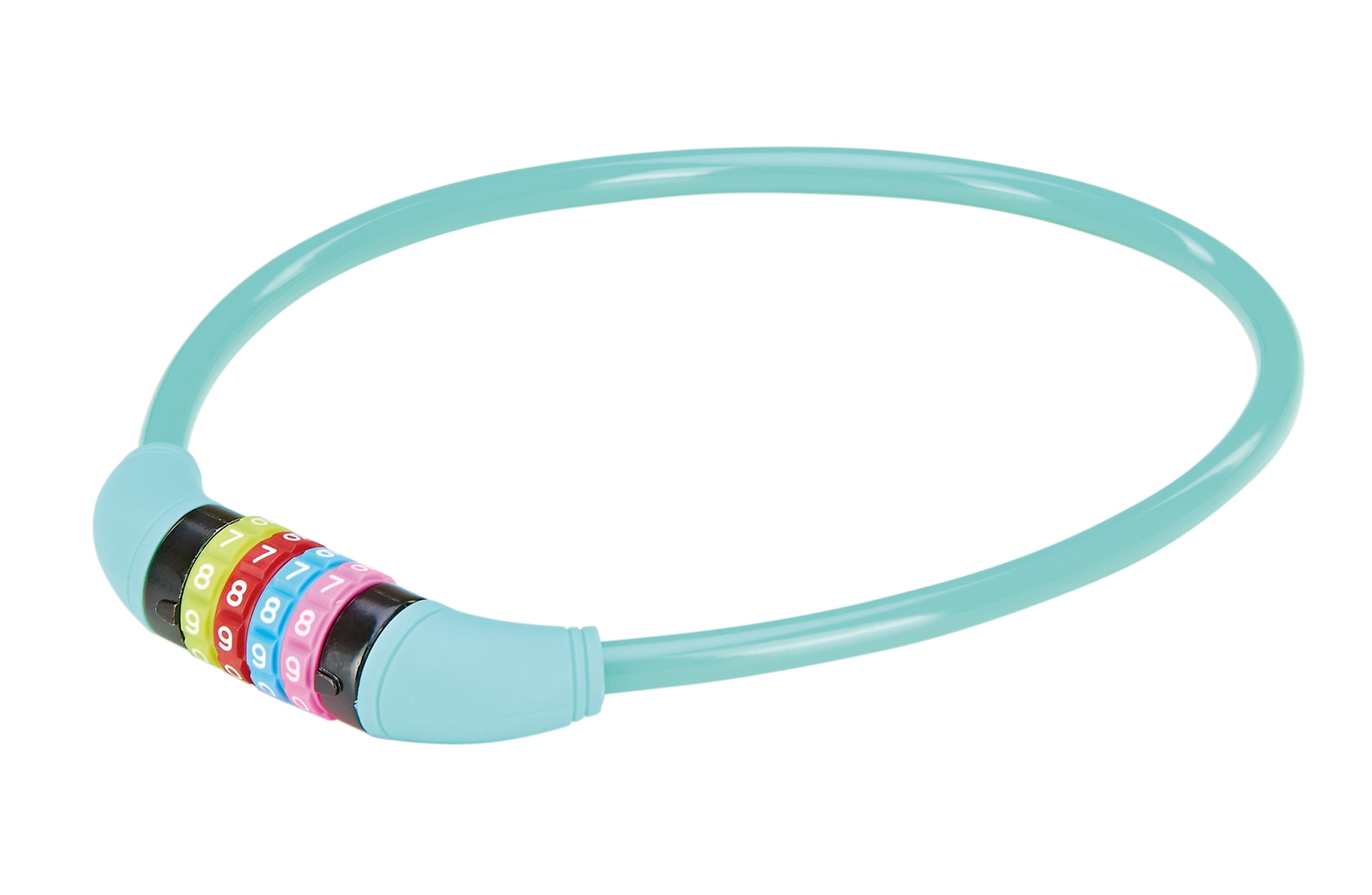 Kabelschloss, 4-Zahlen-Kombination, frei kodierbar, L&auml;nge: 65 cm, Farbe: t&uuml;rkis 