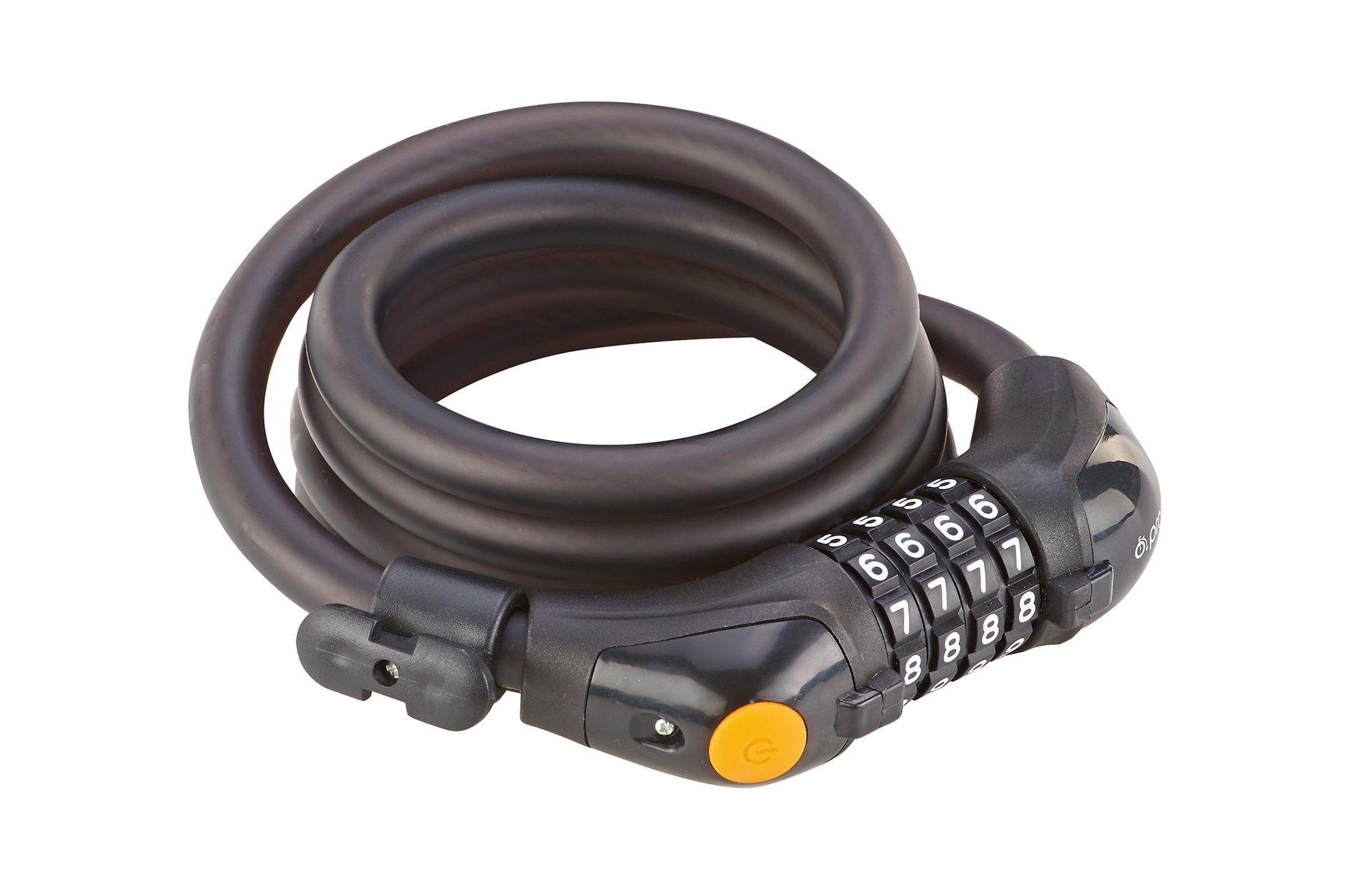 Zahlen-Spiralkabelschloss, 4-Zahlen-Kombination, frei kodierbar, inkl. Rahmenhalterung, L&auml;nge: 150 cm 