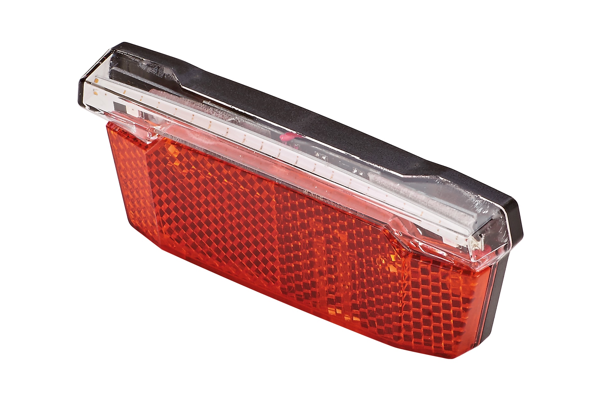 LED-R&uuml;cklicht mit Bremslichtfunktion, f&uuml;r E-Bikes (6-48 V), mit COB-LED Technologie, mit Z-Reflektor, Montageweite: 50-80 mm 