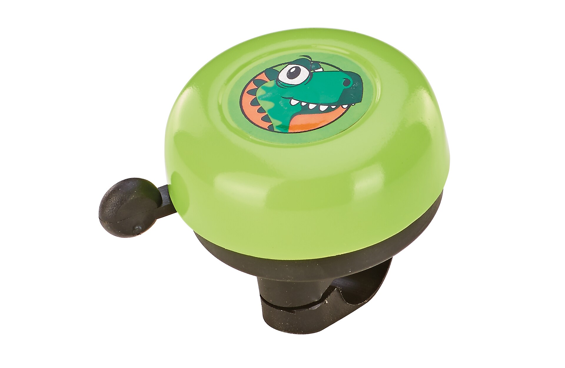 Kinderrad-Klingel, Metall, gr&uuml;n mit Dino-Motiv 