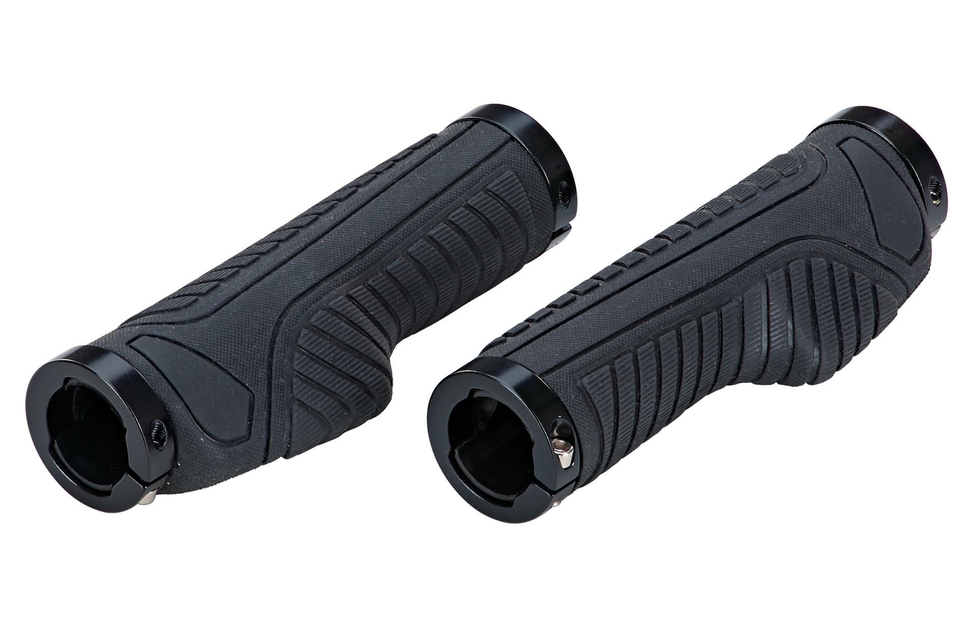 Ergo-Griffe, mit Schraubbefestigung und Lenkerstopfen, L&auml;nge: 130 mm, Farbe: schwarz 