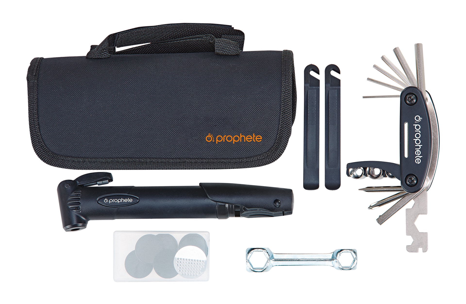 Fahrrad Reparatur-Set, mit Minipumpe, mit Klettverschluss- Rahmenhalterung 