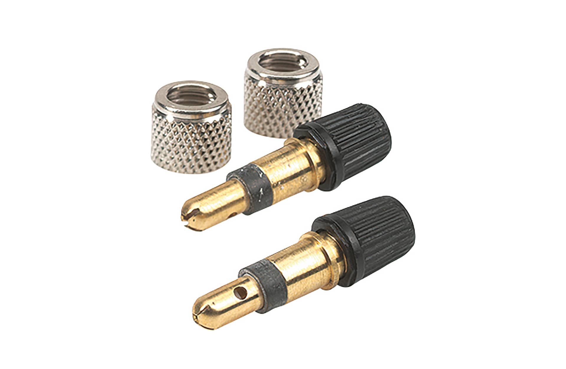 Patentventile, 2 St&uuml;ck, mit &Uuml;berwurfmutter und Ventilkappen 