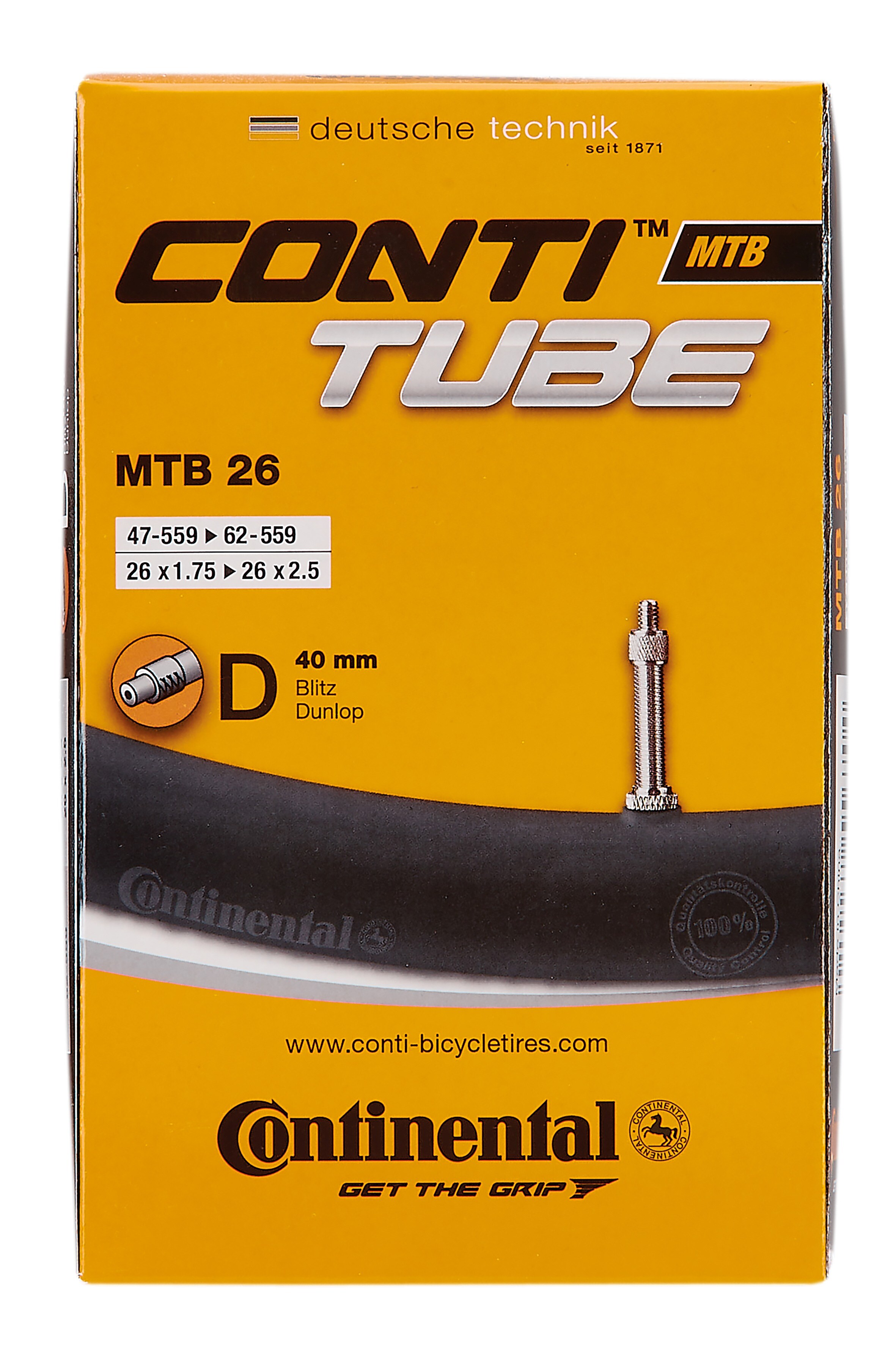 CONTINENTAL-Fahrradschlauch 26" x 1,75 - 2.125, Patentventil 