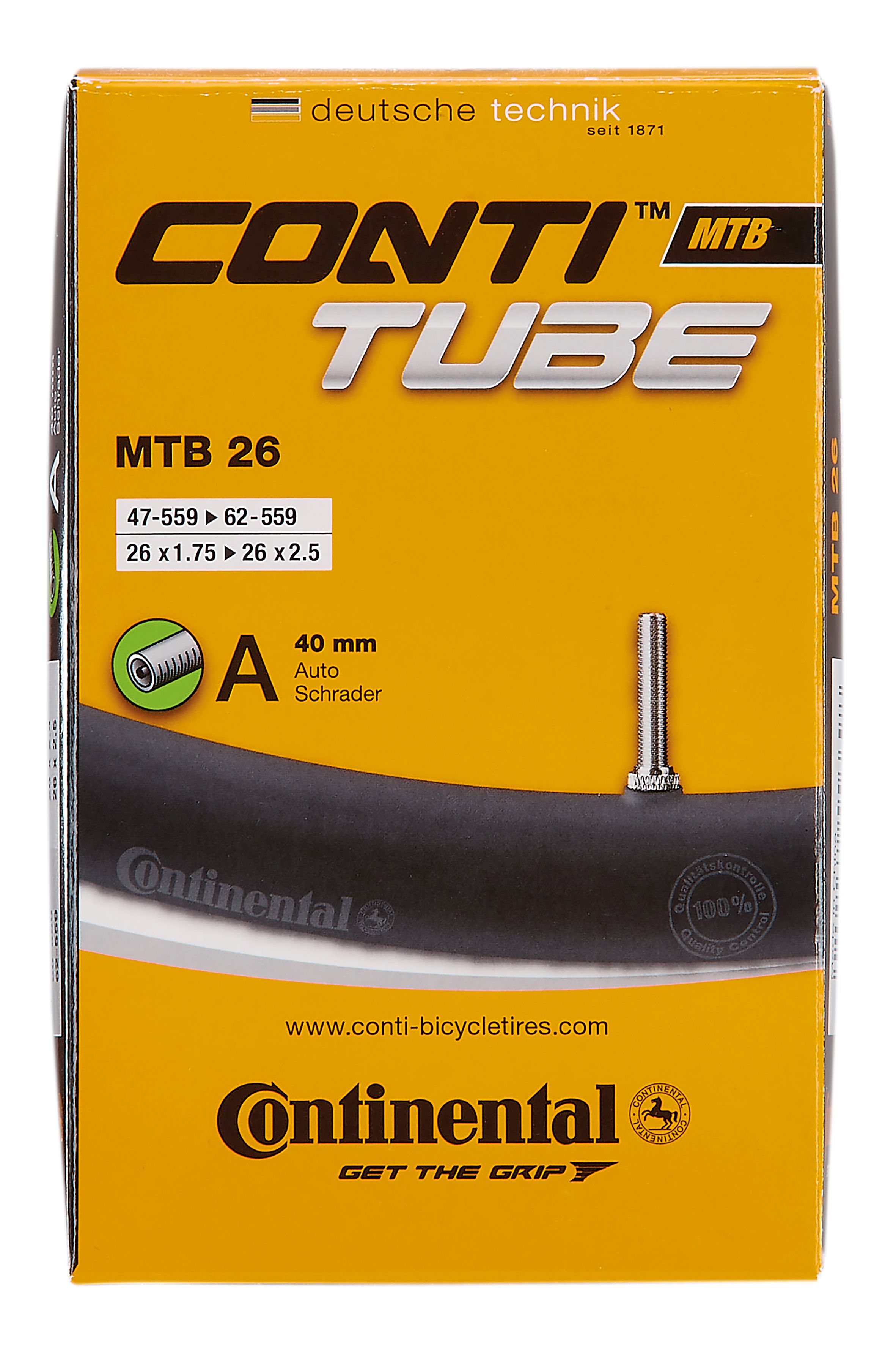 CONTINENTAL-Fahrradschlauch 26" x 1.75 - 2.125, Autoventil 