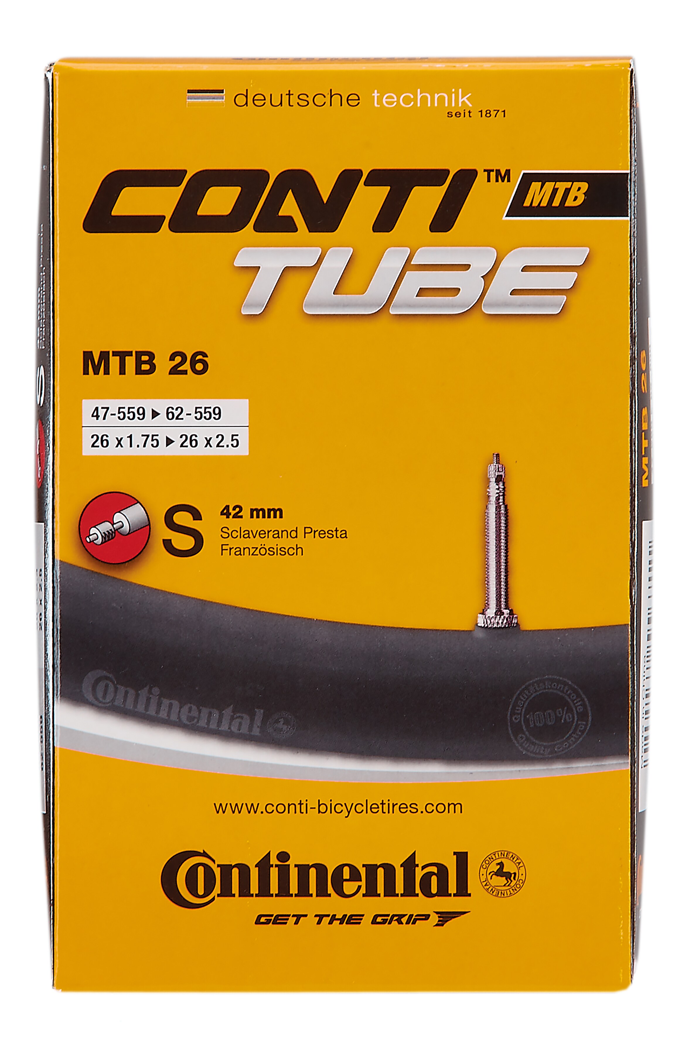 CONTINENTAL-Fahrradschlauch 26" x 1.75 - 2.125, Sclaverandventil 