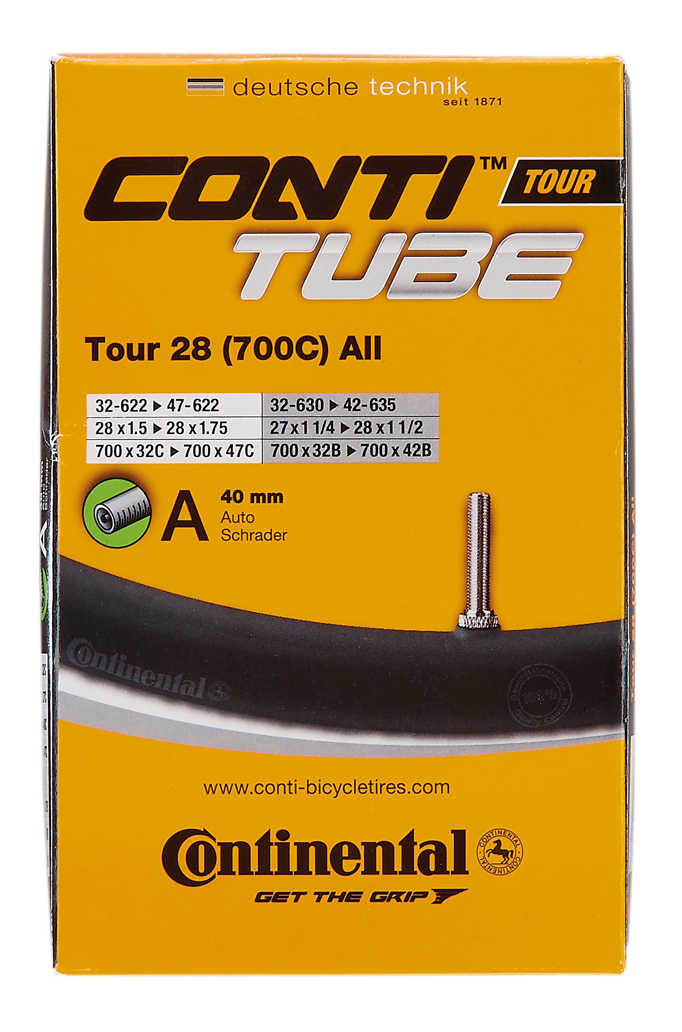 CONTINENTAL-Fahrradgruppenschlauch, 27" x 1 1/4 - 28" x 1.75, Autoventil 