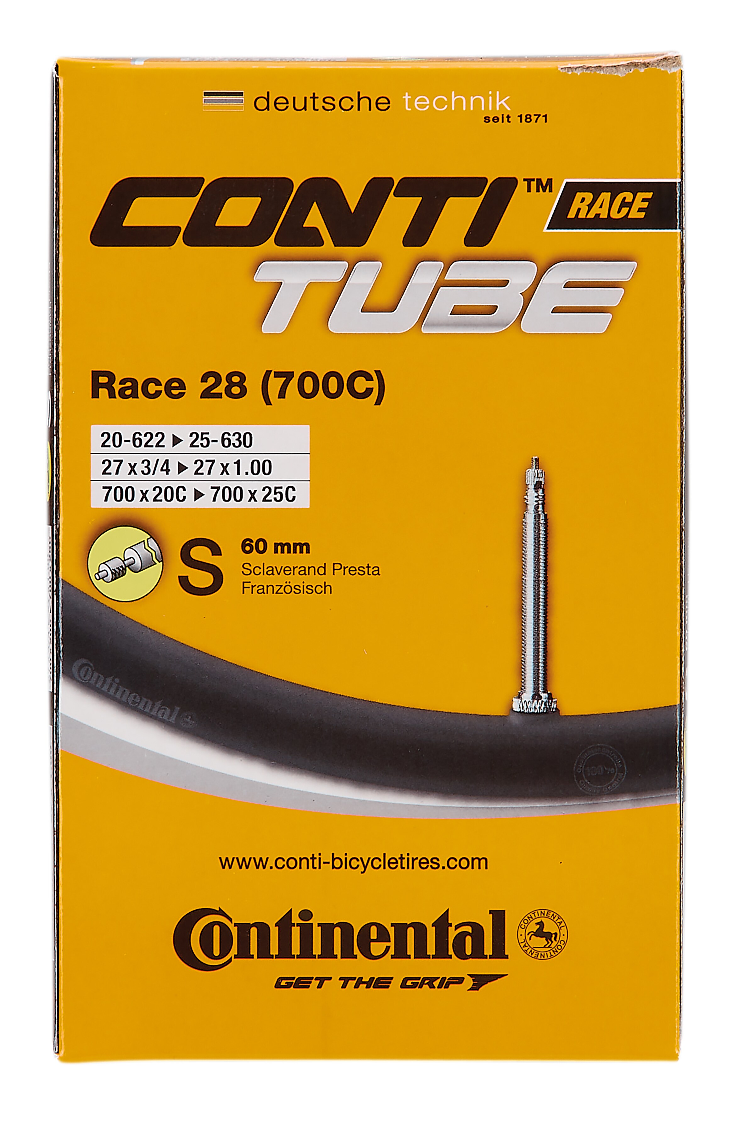 CONTINENTAL-Fahrradschlauch, 28" x 3/4 - 1.00, Sclaverandventil, Rennradschlauch 