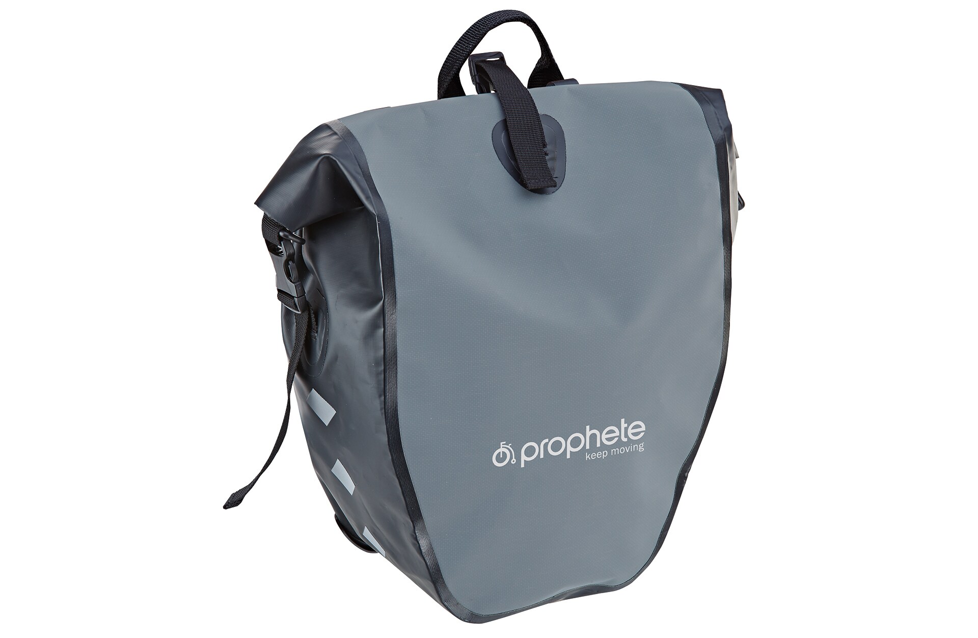 Seitenpacktasche, 100 % wasserdicht, reflektierende Elemente, mit Tragegriff, Volumen: 20 Liter, Farbe: grau 