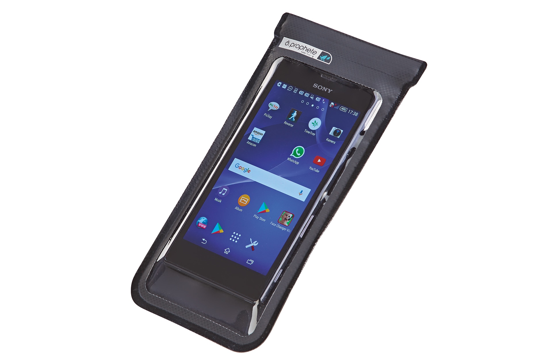 Smartphone-Tasche, zur Lenkermontage, bis zu 5.5&ldquo; geeignet, wasserabweisend, mit Sonnenschutz, Farbe: schwarz 