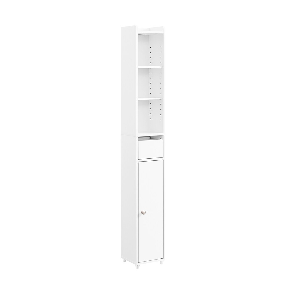 SoBuy Badezimmerschrank mit einer Schublade Wei&szlig; 20x17x145cm Minimalistisch 