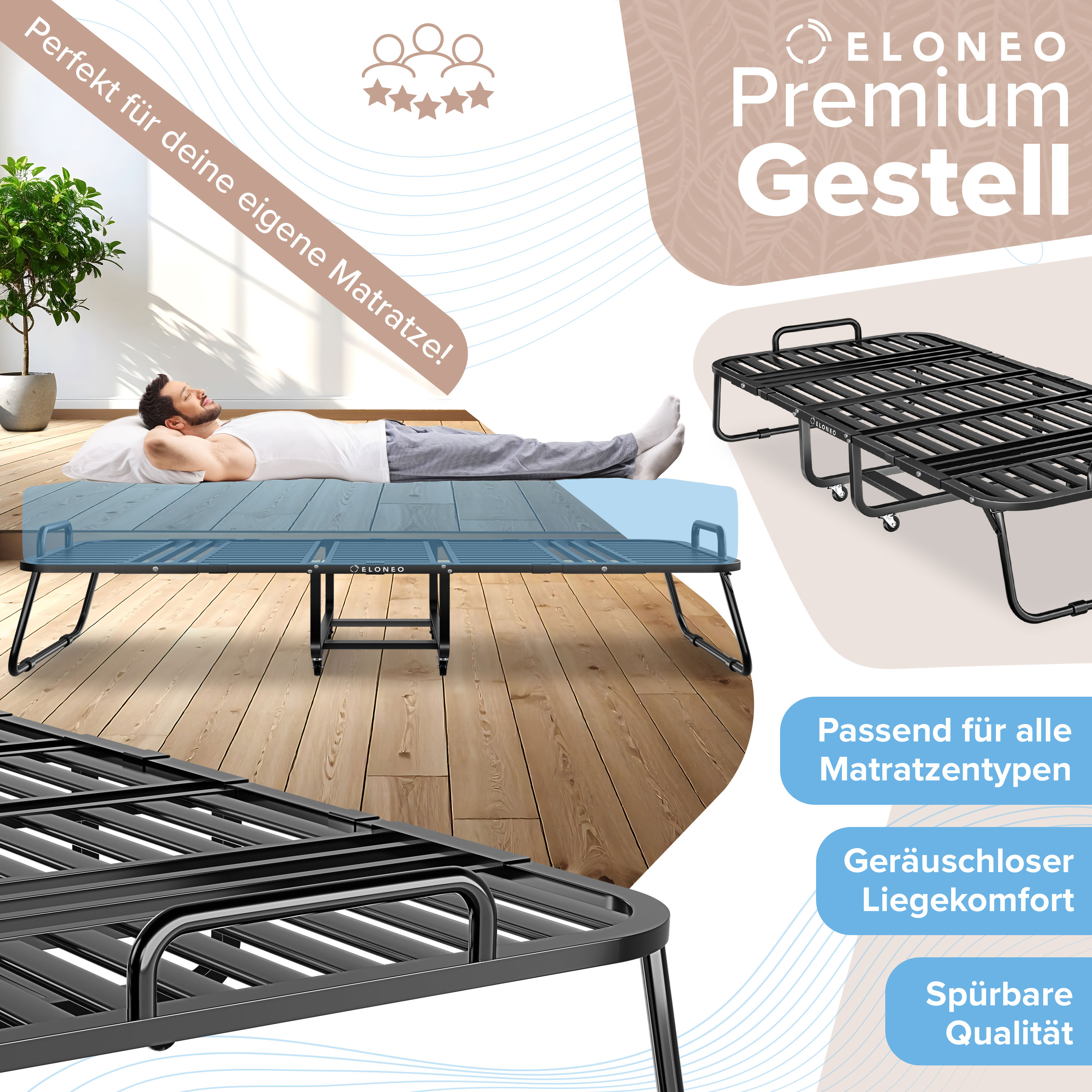 ELONEO Klappbett, 80x200 cm 