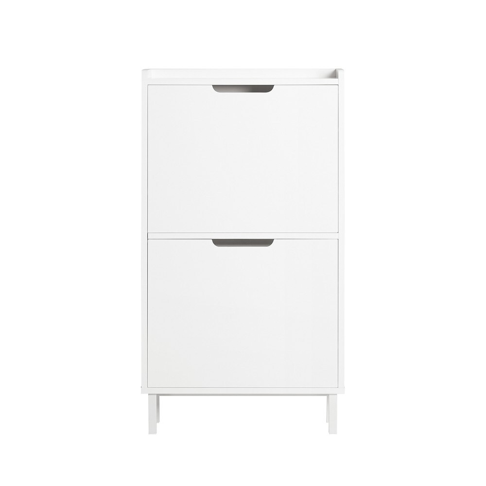 SoBuy Schuhschrank mit 2 Schubladen Wei&szlig; 50x19x90cm Minimalistisch 