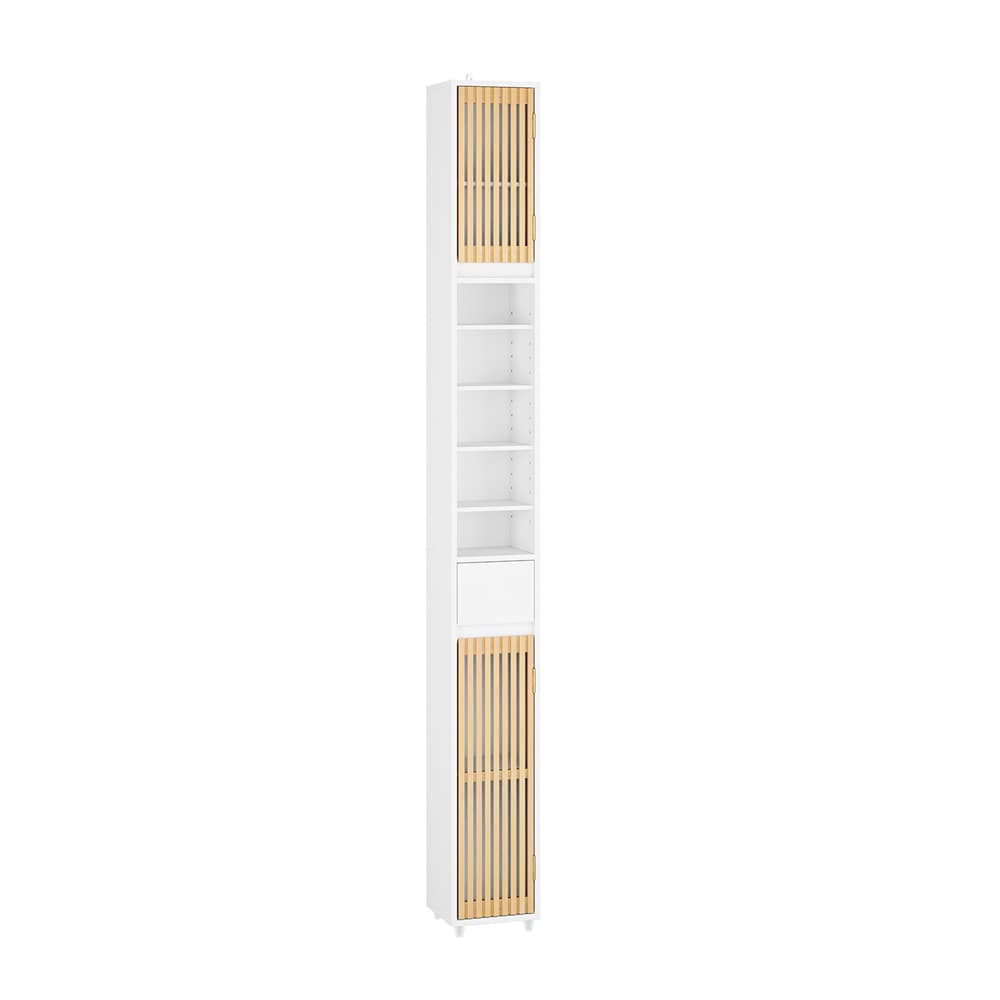 SoBuy Badezimmer-Hochschrank Mit 1 Schublade Wei&szlig; 20x20x180cm Nordisch 