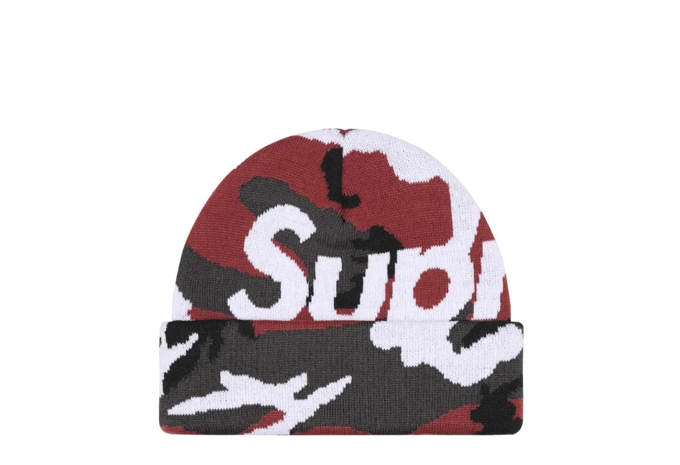 Supreme Camo Big Logo Beanie Red Camo 
