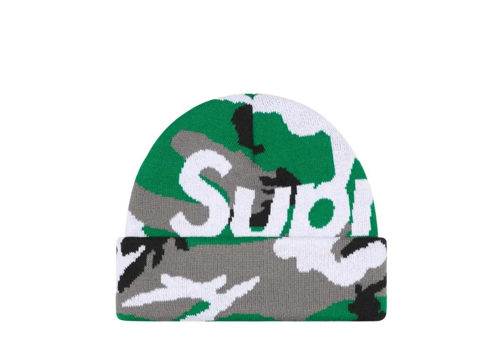 Supreme Camo Big Logo Beanie Green Camo 