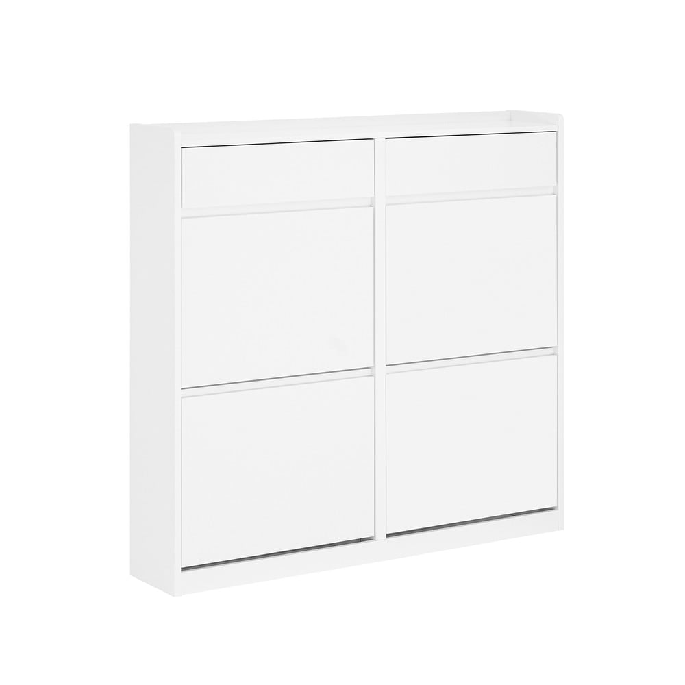 SoBuy Schuhschrank mit 6 T&uuml;ren Wei&szlig; 98x19x95cm Minimalistisch 