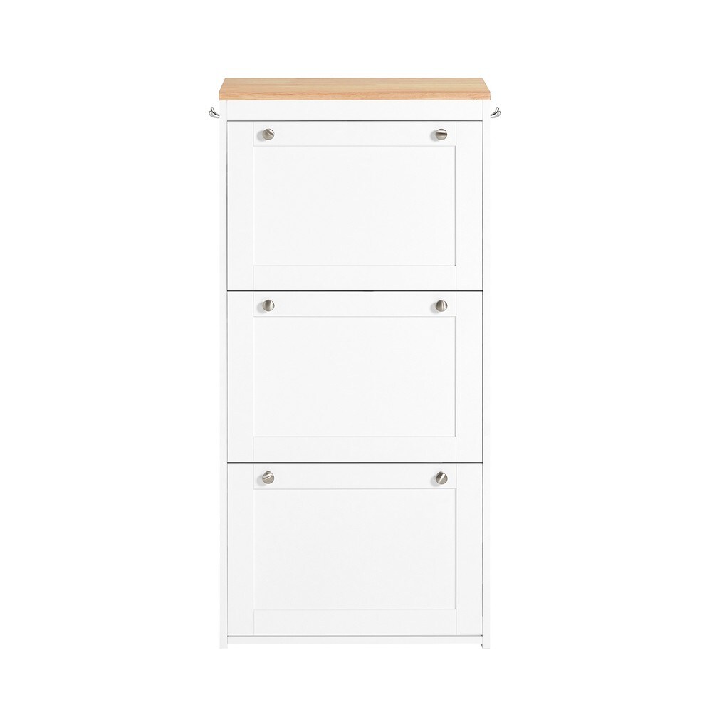 SoBuy Schuhschrank mit 3 T&uuml;ren Wei&szlig; 53x24x116cm Nordisch 