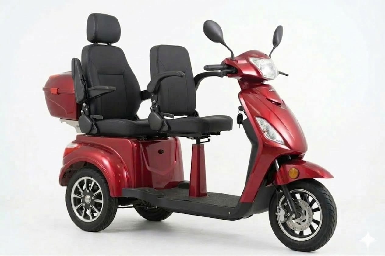 ECONELO E-Seniorenmobil Billy 2.0, Lithium-Akku, 3-Rad, 60V, 1000 Watt, gro&szlig; Sitz, Rot 