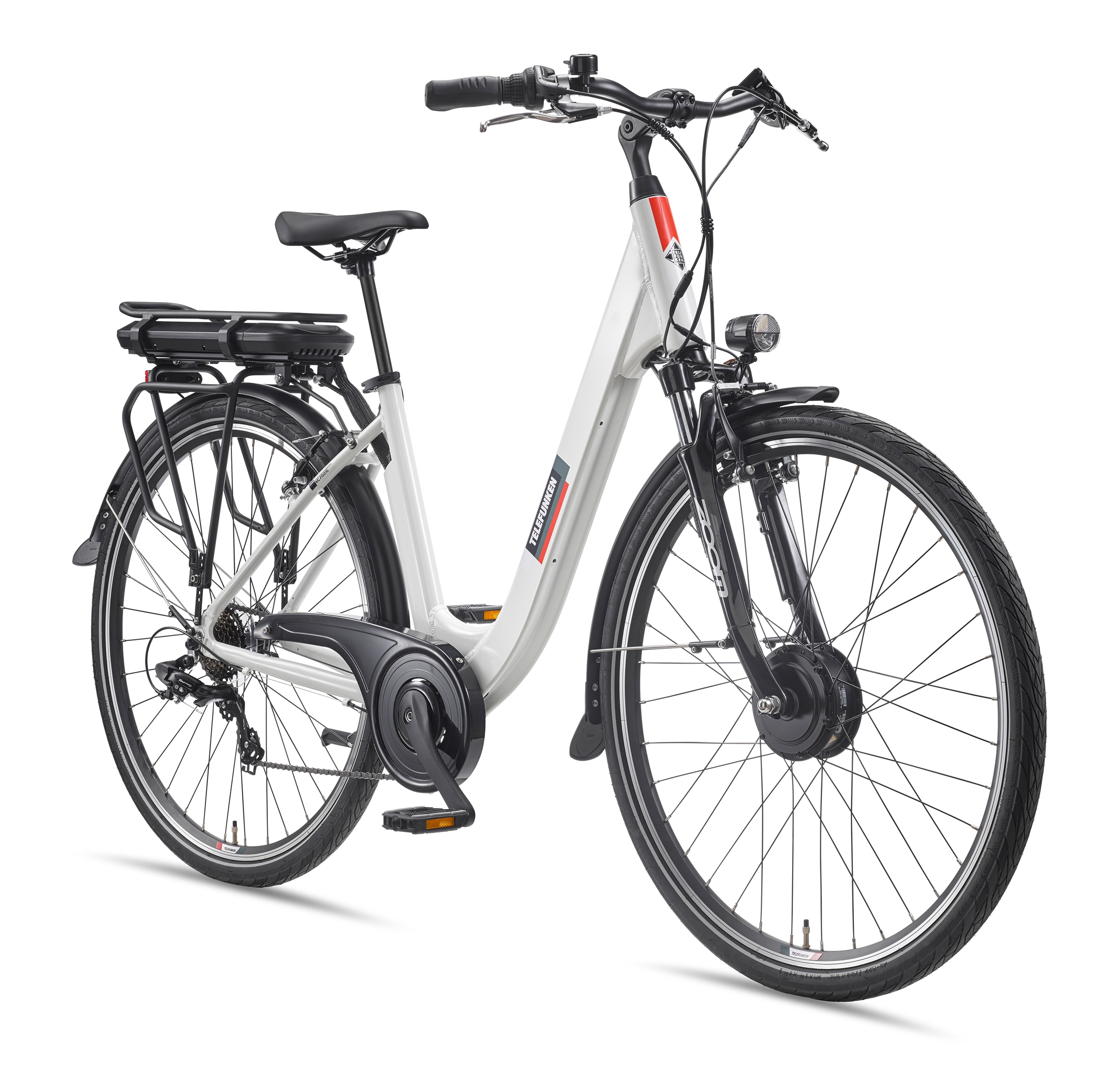 TELEFUNKEN E-Bike Damen 28 Zoll, Elektrofahrrad Frontmotor, 7-Gang Shimano Kettenschaltung, V-Bremsen - RC826 Multitalent 