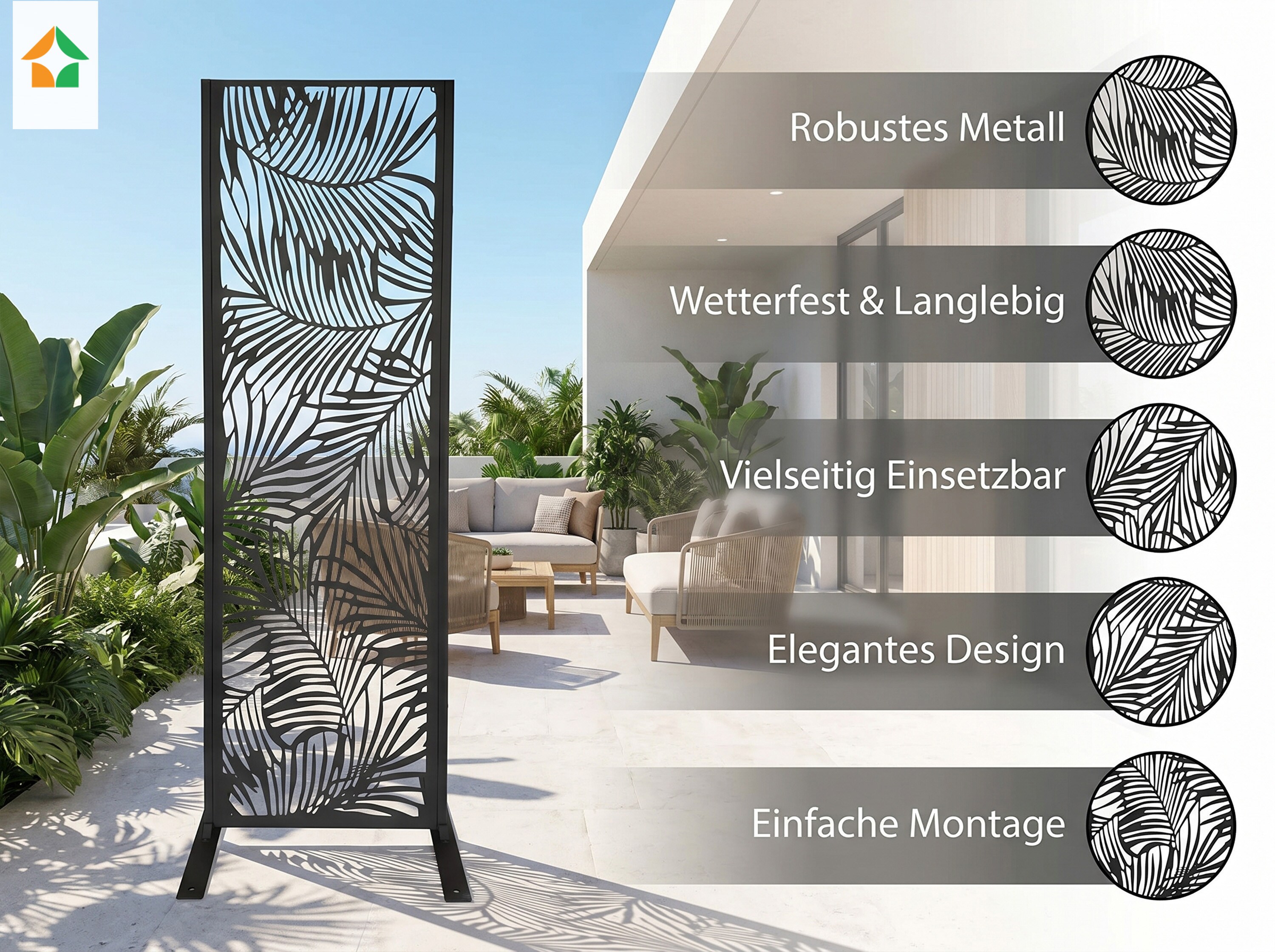 Dekoratives Metallpaneel Metallsichtschutzwand ca. 150 x 50 cm - Schwarz Flieder 