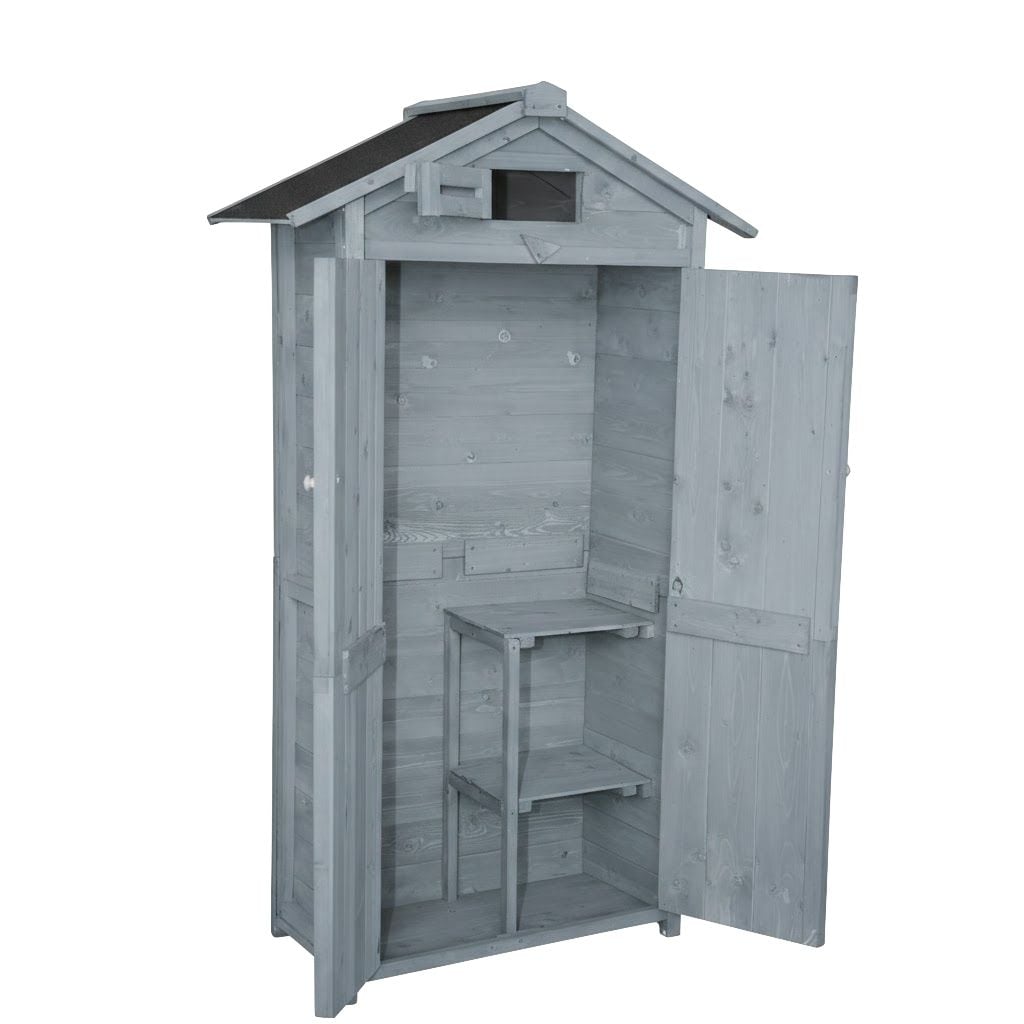 Werkzeugschrank aus Holz, ca. 88 x 45,5 x 168 cm - Grau - Fenster 