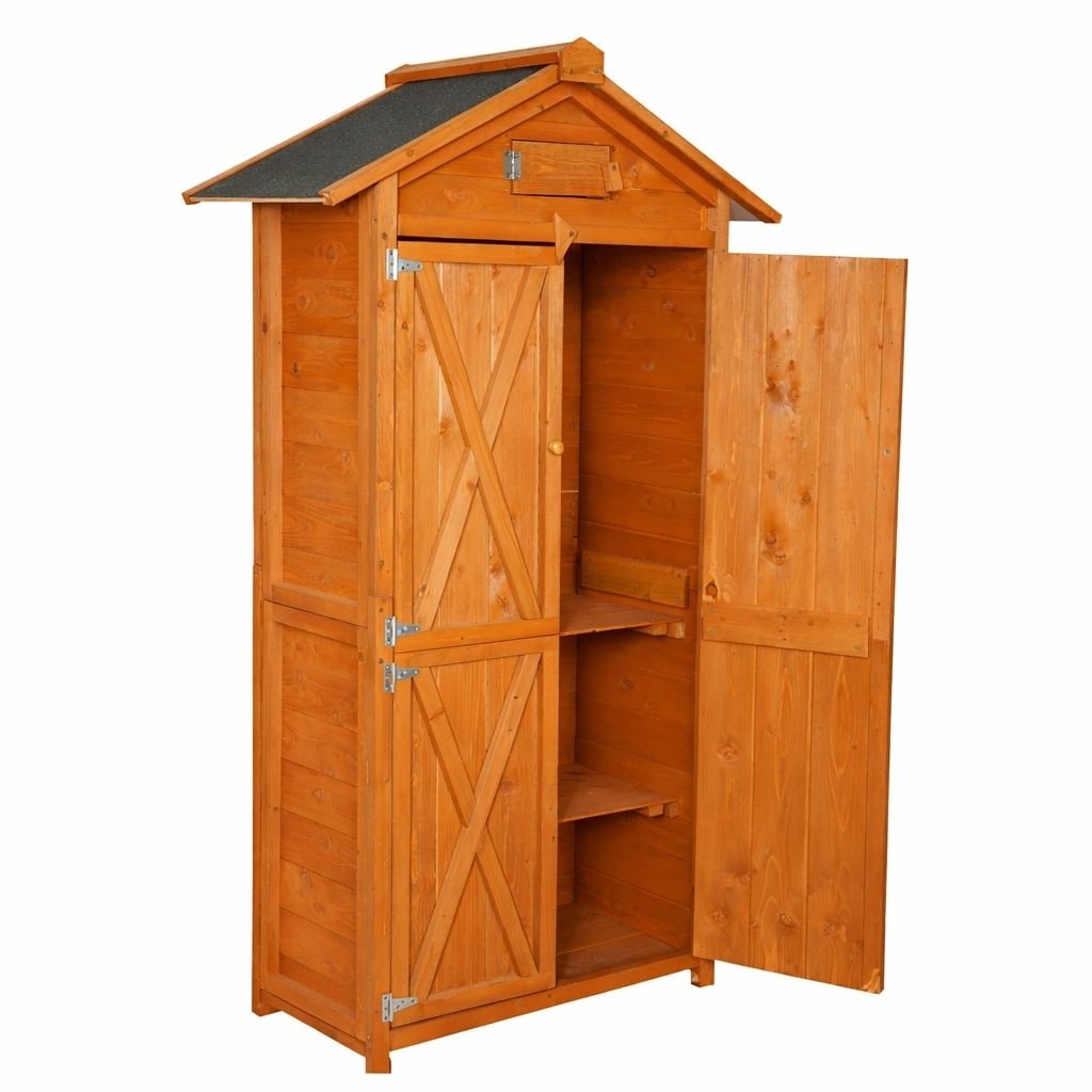 Werkzeugschrank aus Holz, ca. 88 x 45,5 x 168 cm - Braun - Fenster 