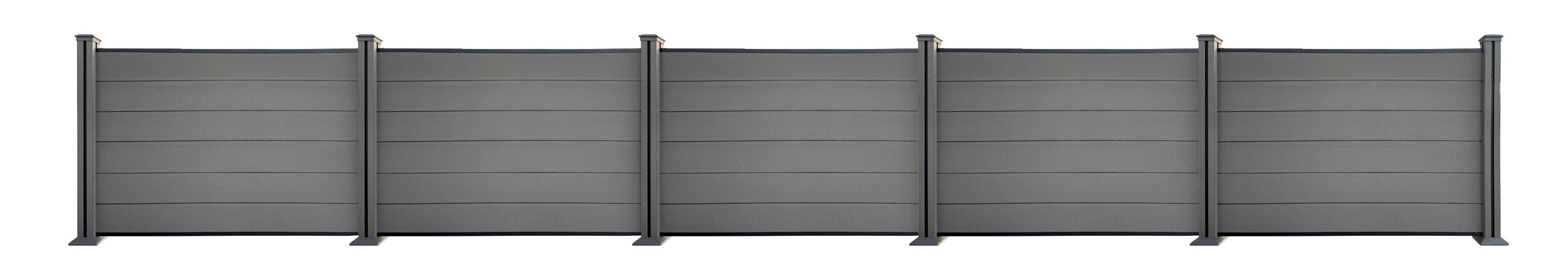 WPC-Sichtschutzzaun Valla 5x Element + 6x Pfosten - Grau 