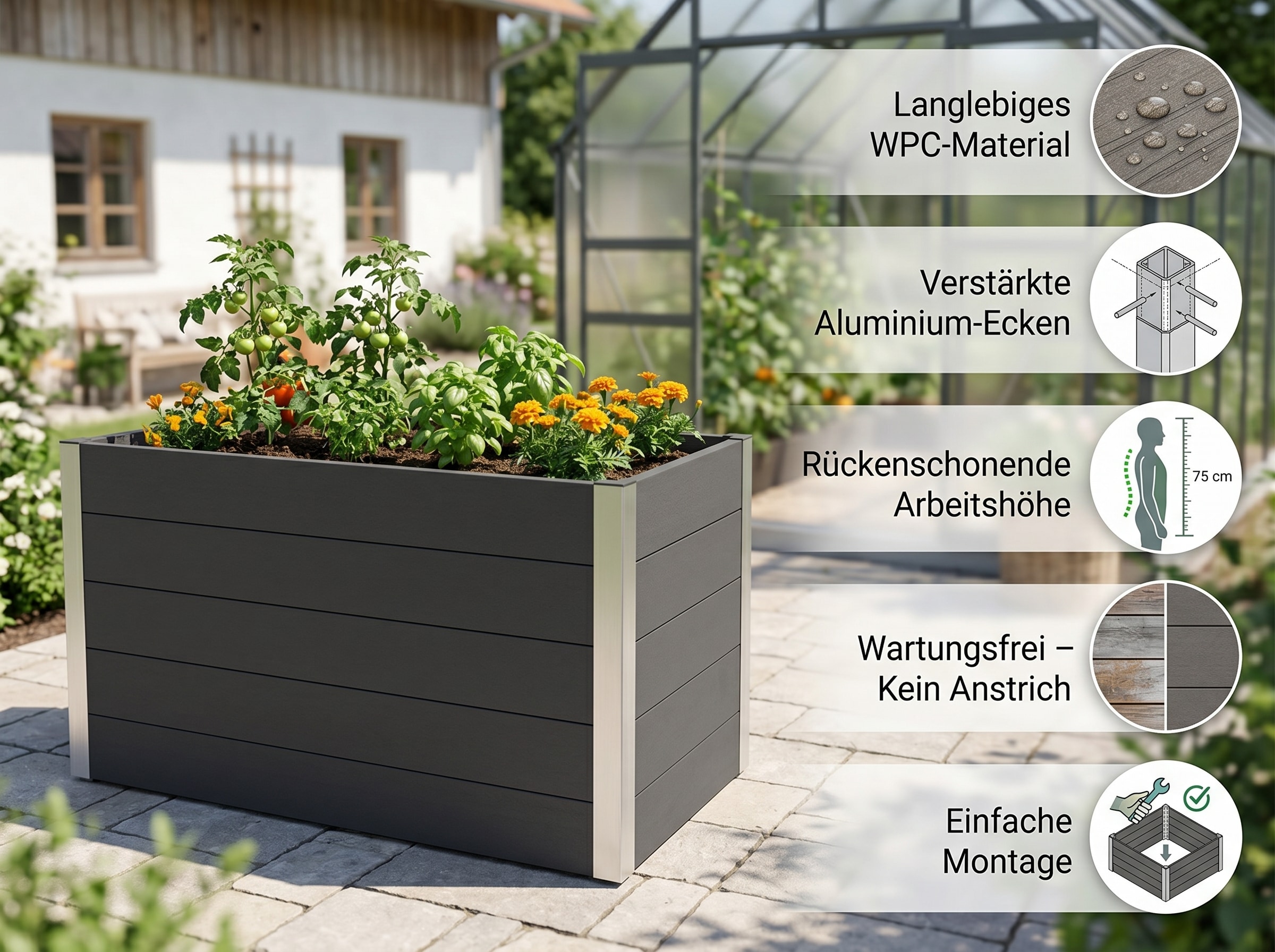 WPC Hochbeet CARMENO - Anthrazit 