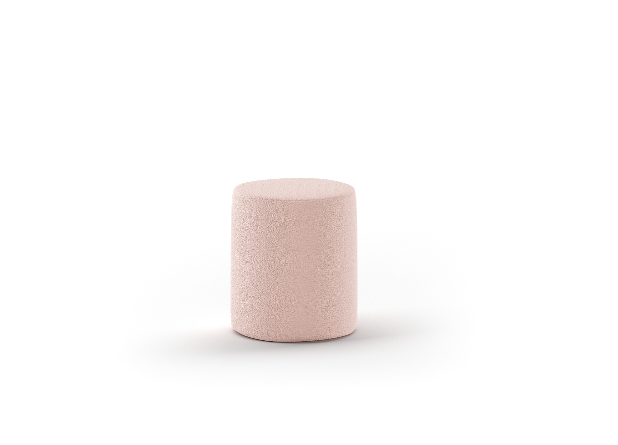 MOON Polsterhocker in Rund, 41,5 cm hoch, Bezug trendiger Boucle Stoff in Rosa 