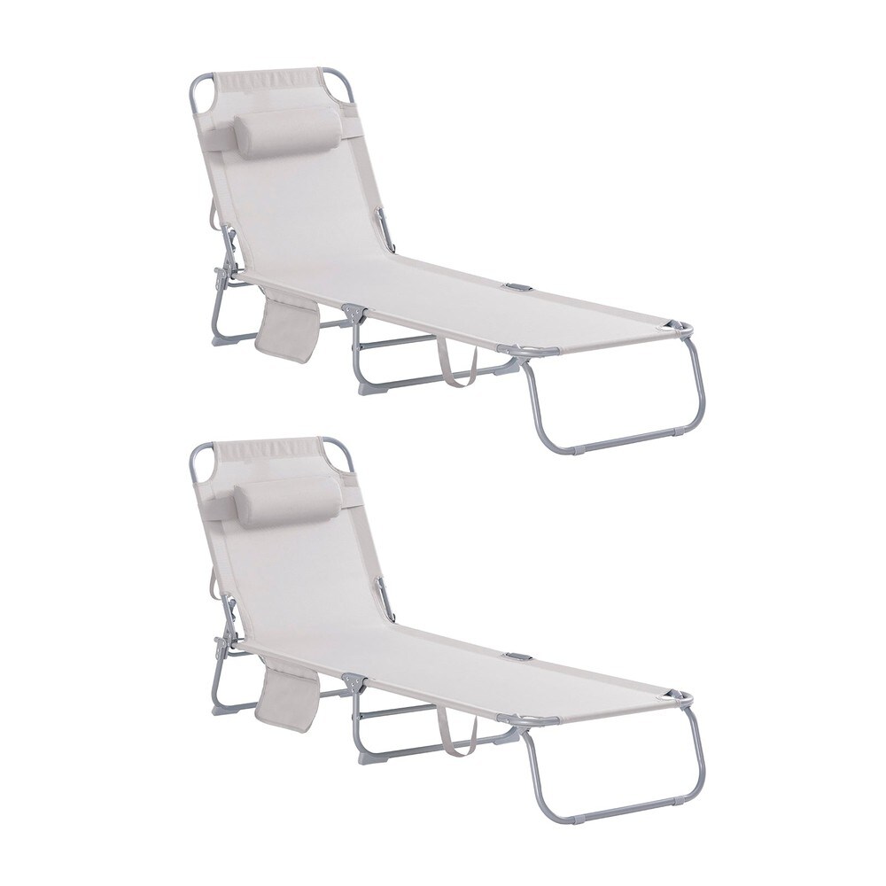 Sonnenliegen 2er-Set Beige 167x56x81cm Minimalistisch